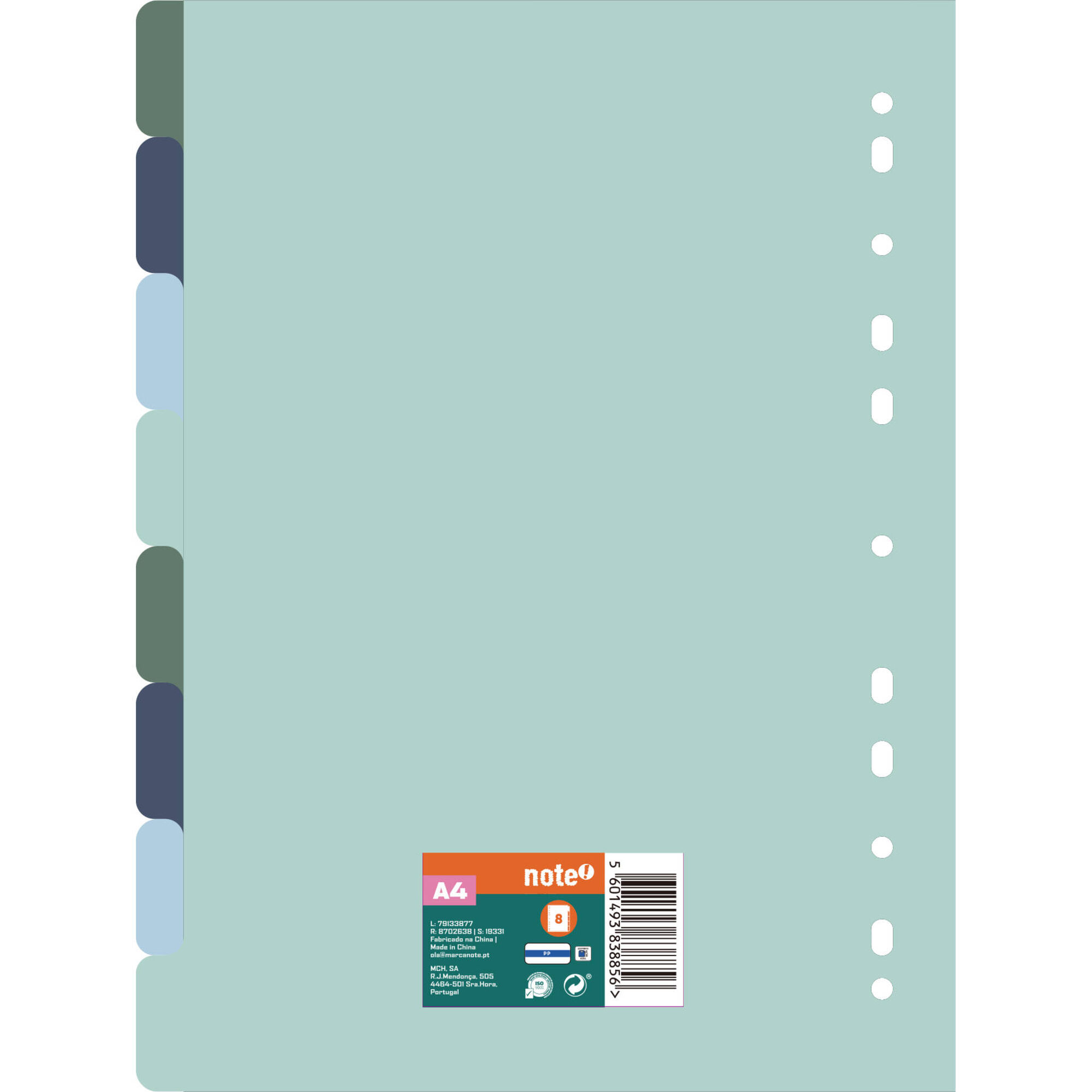 Separador com 8 Divis&oacute;rias A4 Verde e Azul Note!