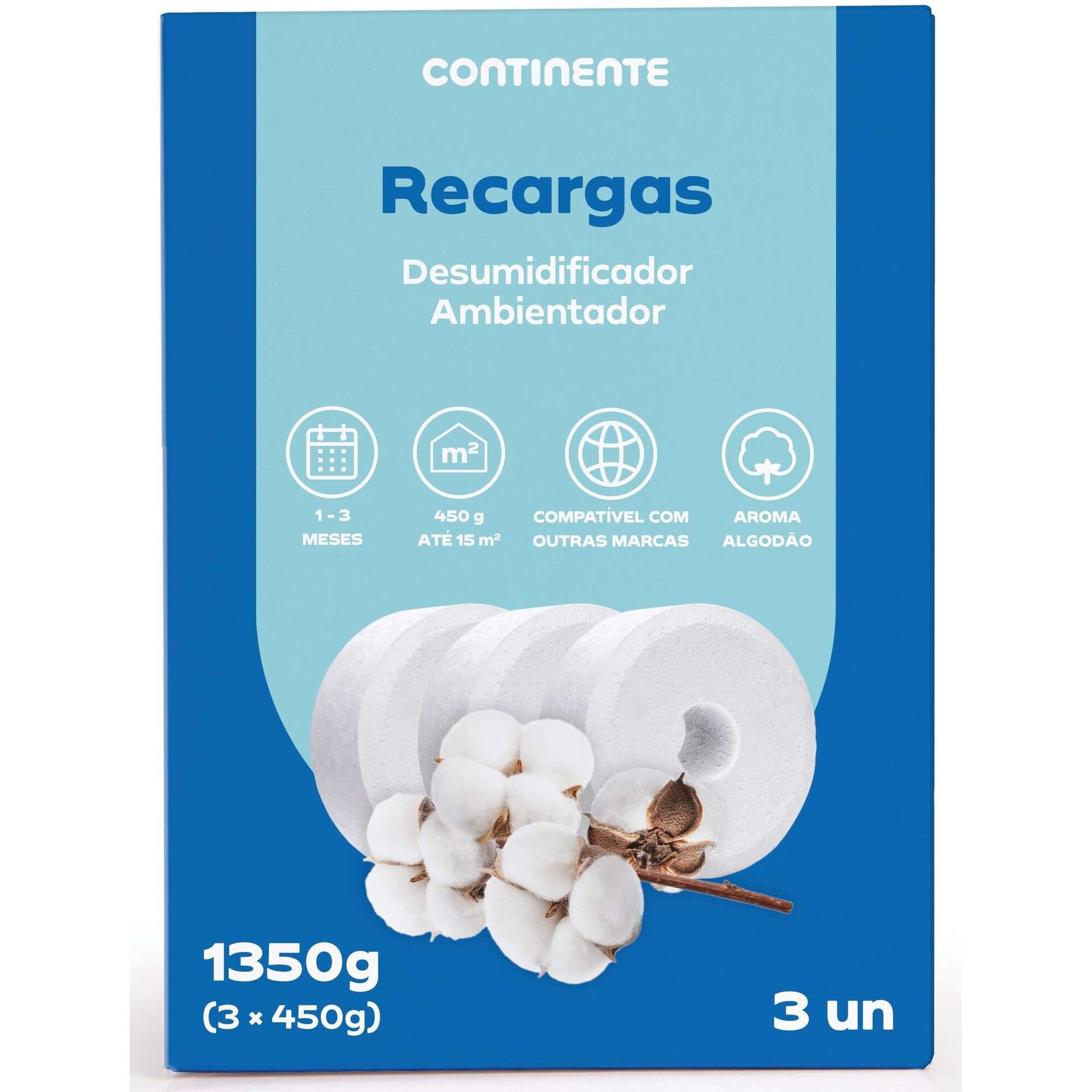 Conjunto de 3 Recargas Desumidificador 450g Col&oacute;nia Continente