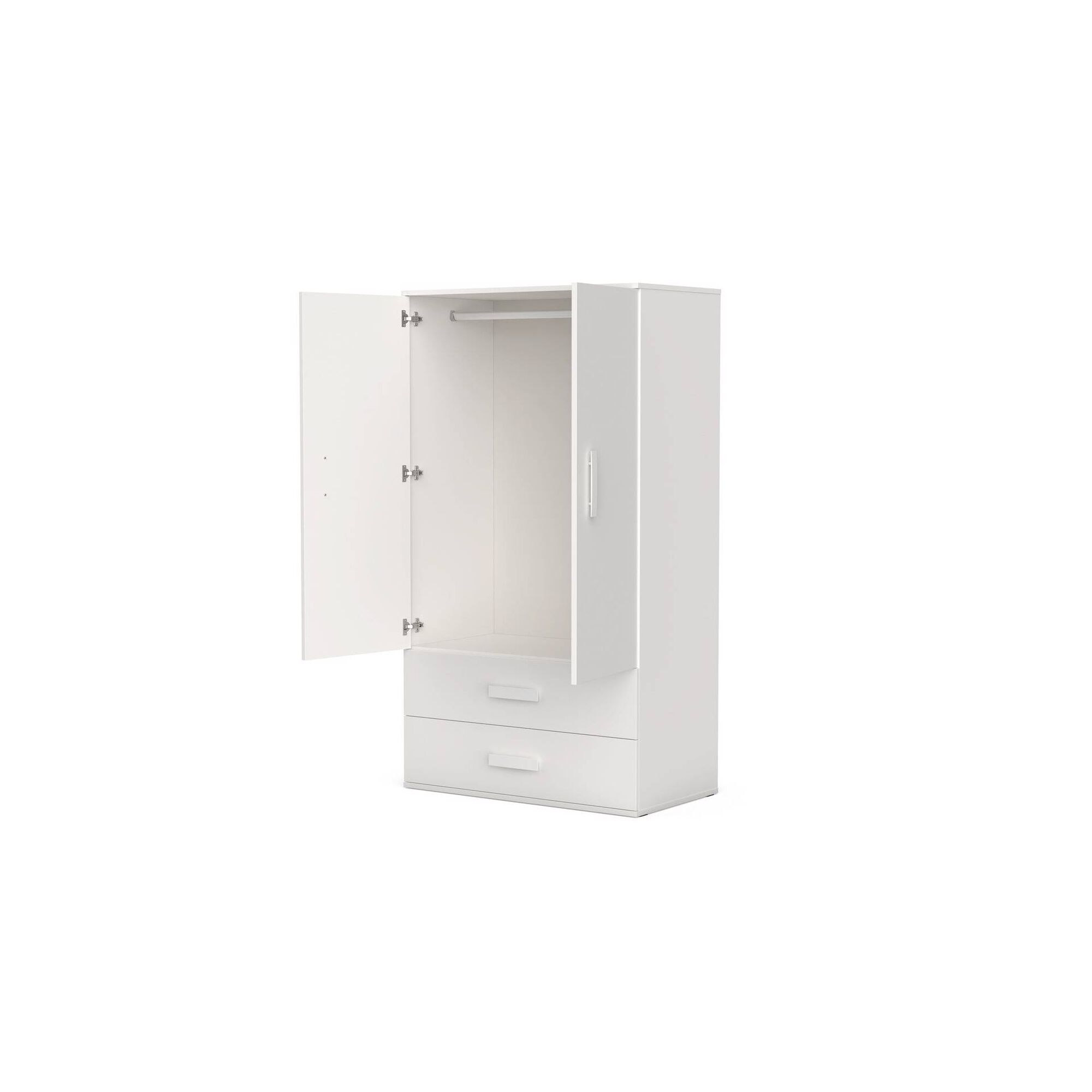 Roupeiro com 2 Portas e 2 Gavetas 100x55x180cm Branco Play Roupeiro com 2 Portas e 2 Gavetas 100x55x180cm Branco Play