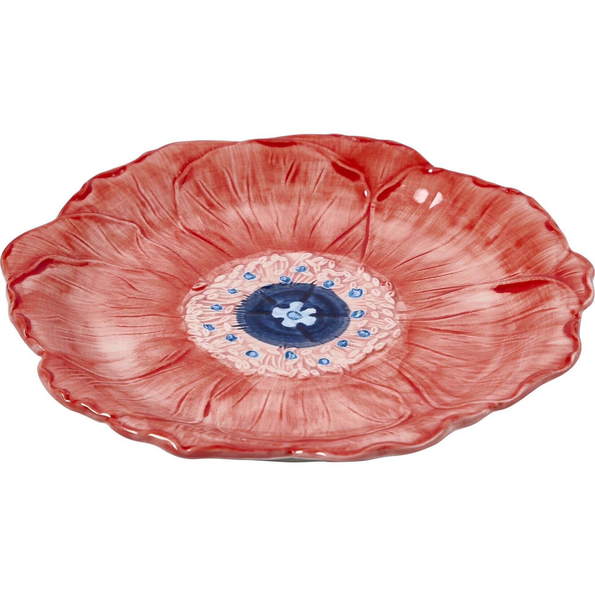 Prato Flor Vermelho com Centro Azul Kasa