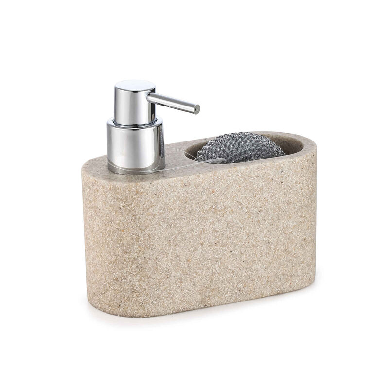 Dispensador Detergente Louça com Esponja Bege Kasa
