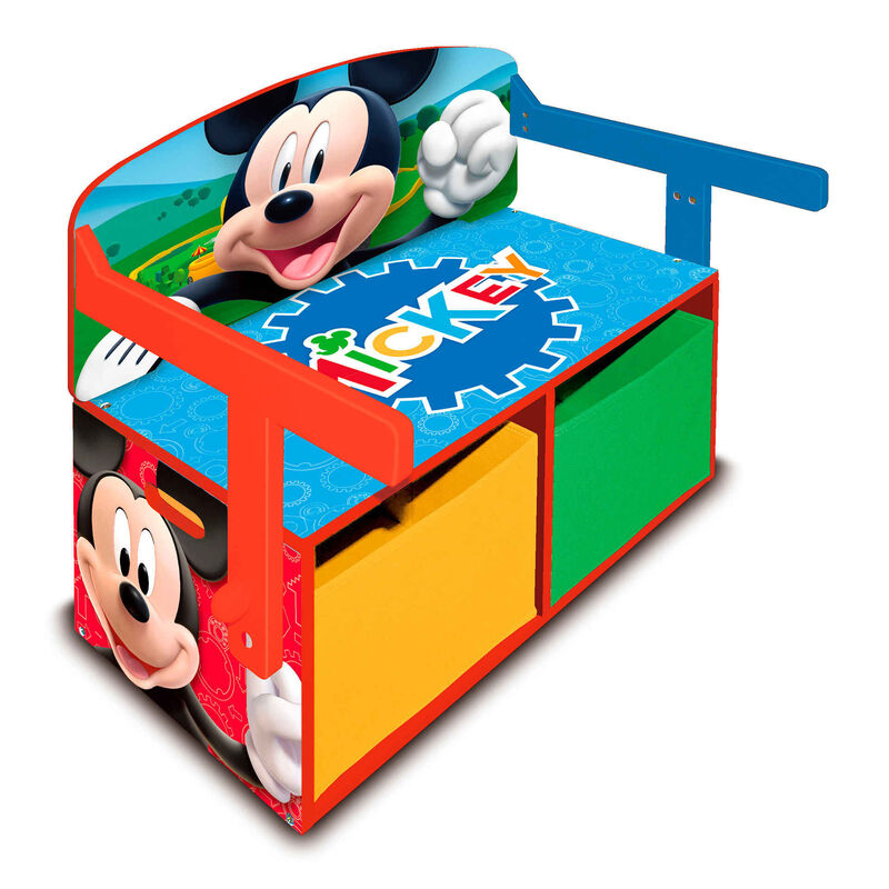 Banco, Mesa e Baú Madeira - 3 em 1 Mickey Disney