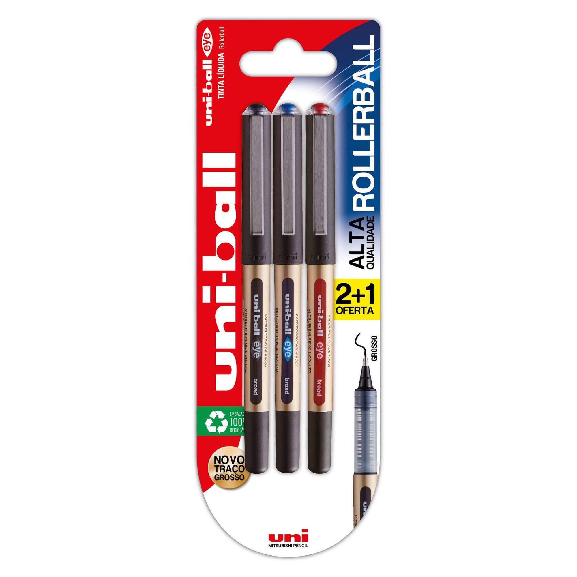 Esferográfica Eye Micro de Tinta Preta, Azul e Vermelha Esferográfica Eye Micro de Tinta Preta, Azul e Vermelha