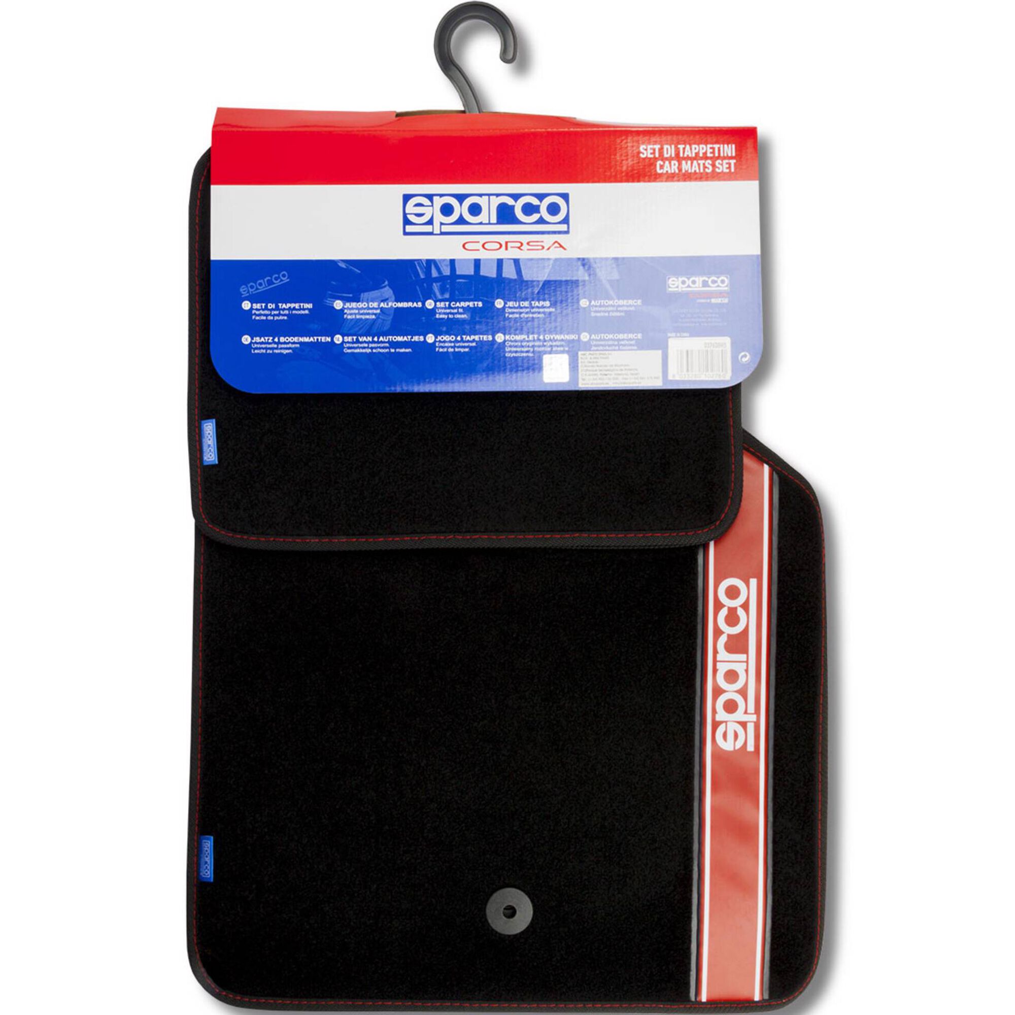 Conjunto 4 Tapetes Alcatifa Preto/Vermelho