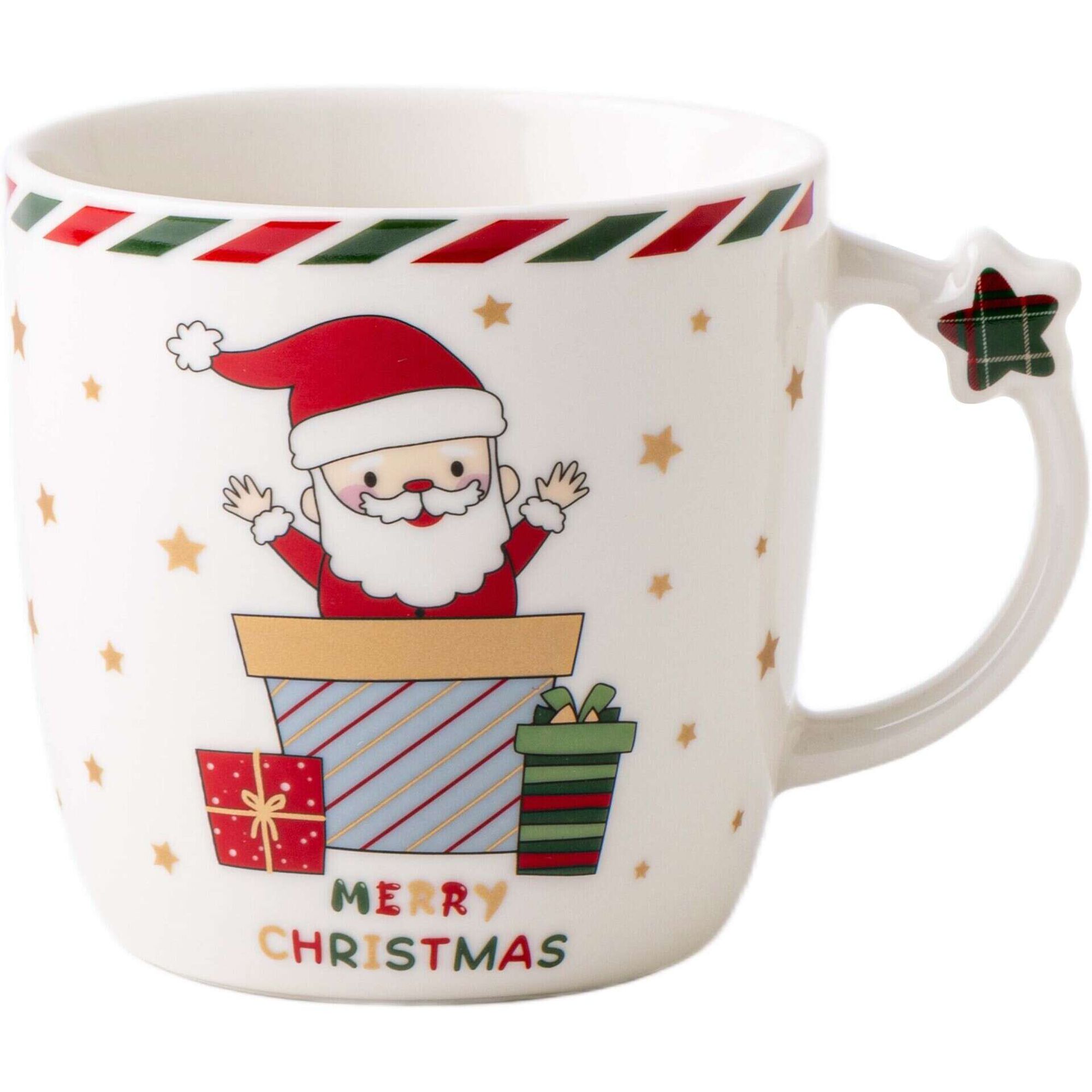 Caneca Pai Natal Presentes Asa com Estrela