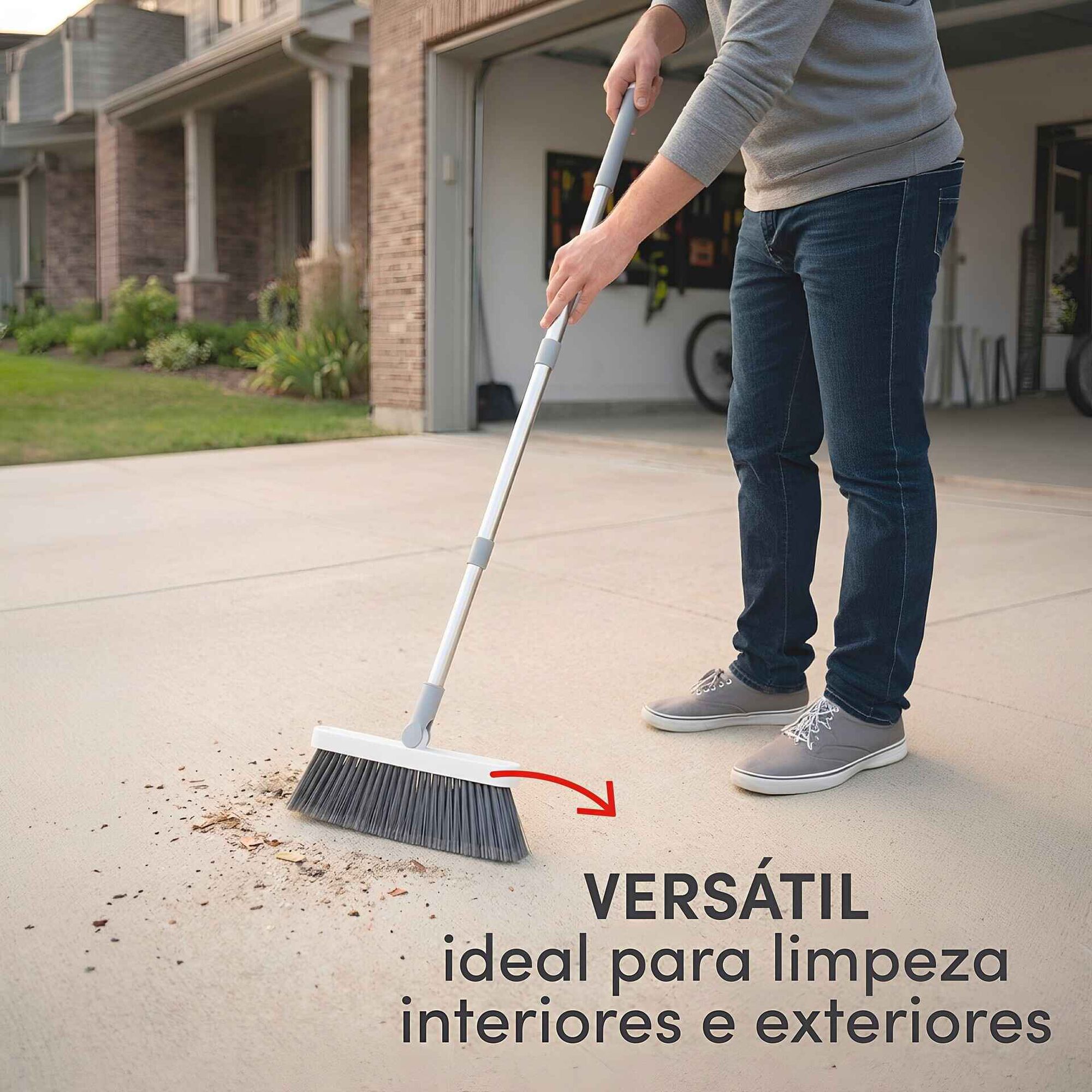 Conjunto Vassoura e P&aacute; com Cabo Dobr&aacute;vel Kasa