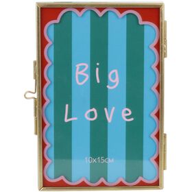 Moldura 10x15cm Metal Riscas Azul Kasa