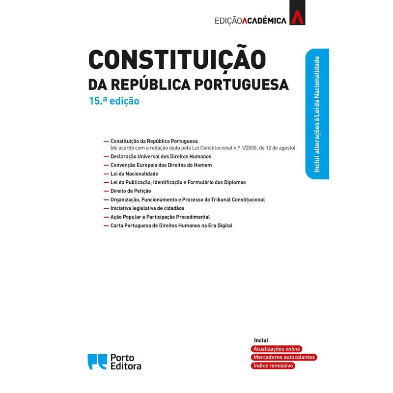 Constituição da República Portuguesa - Edição Académica 15ª Edição