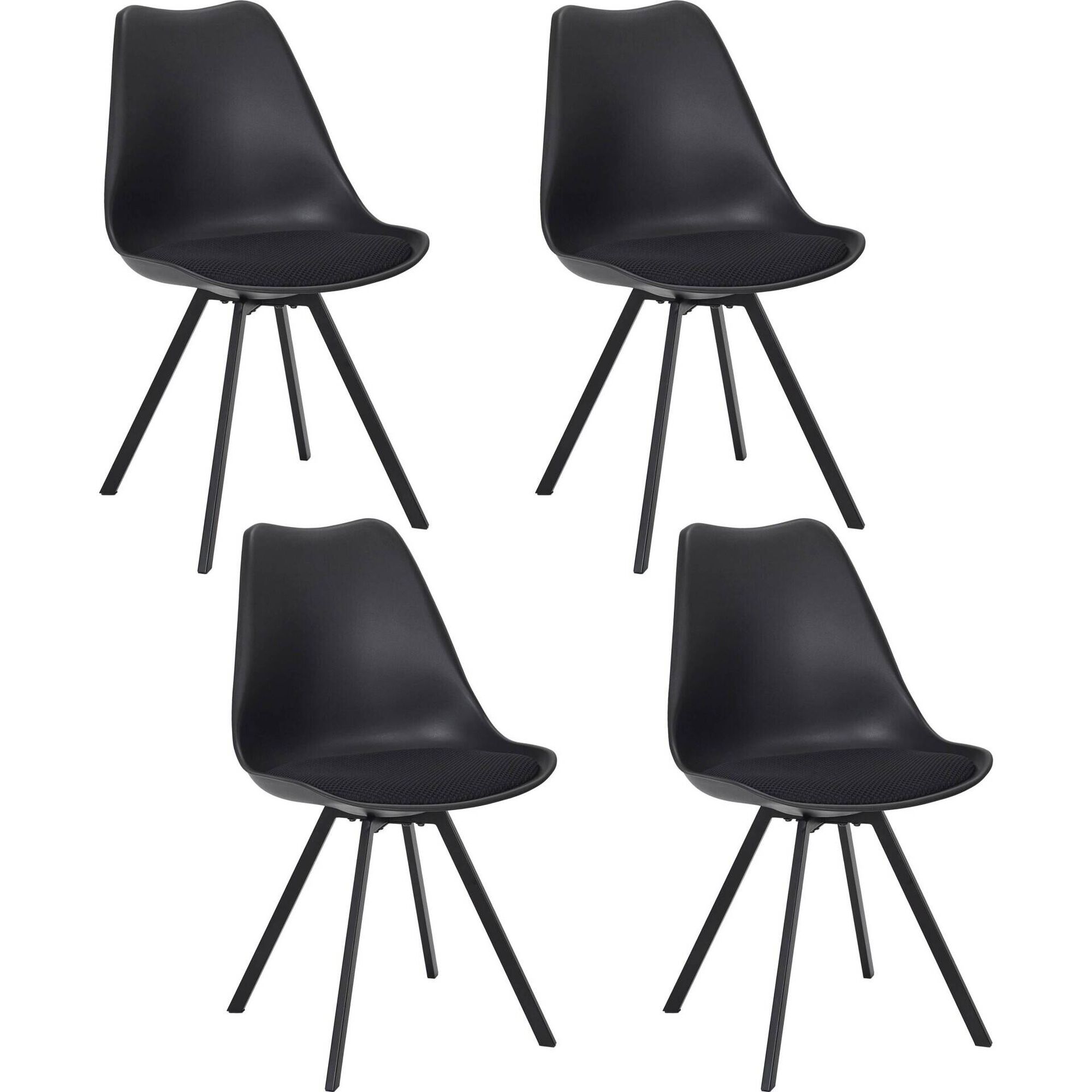 Conjunto de 4 Cadeiras Preto Atom