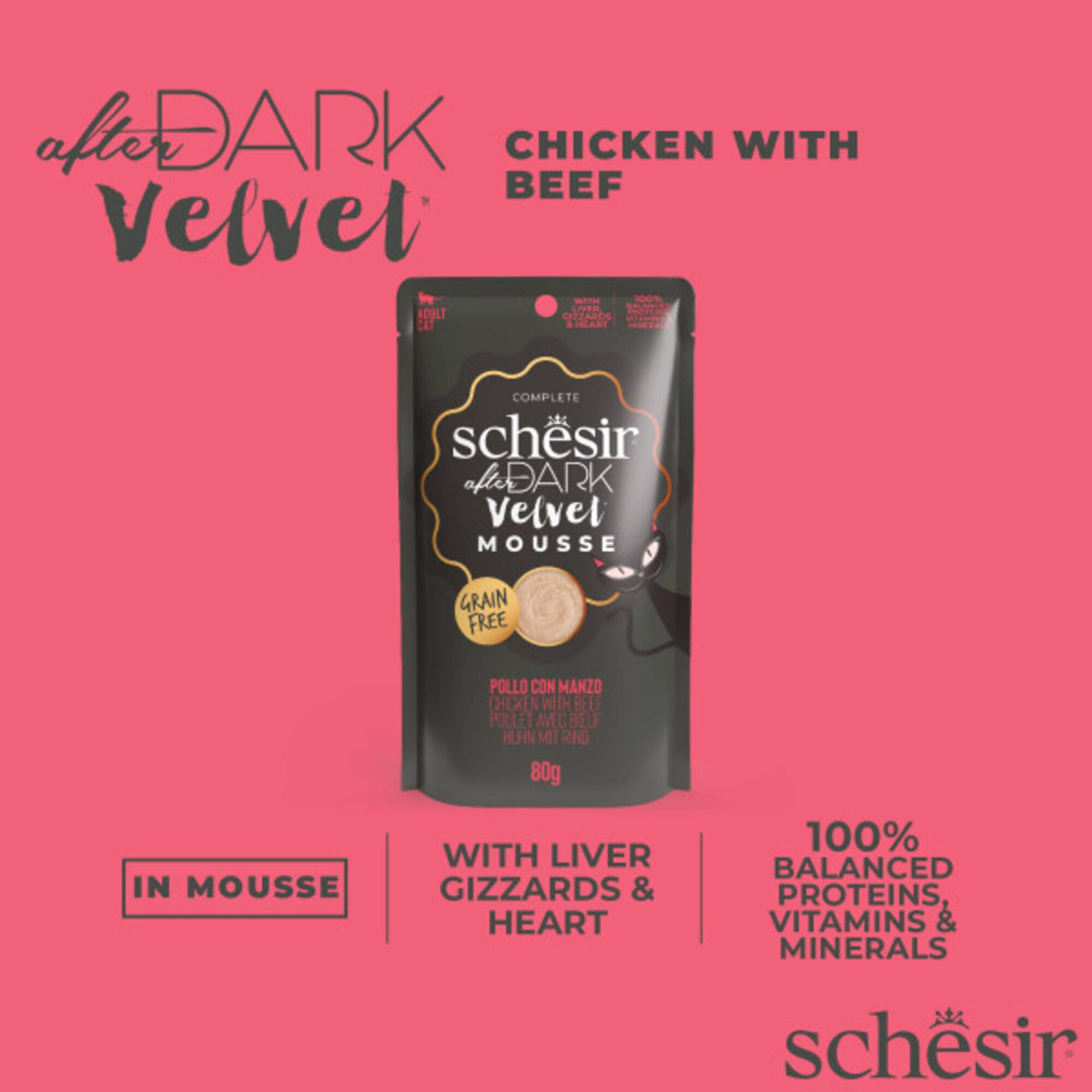Comida H&uacute;mida para Gato Dark Mousse Frango e Carne Schesir