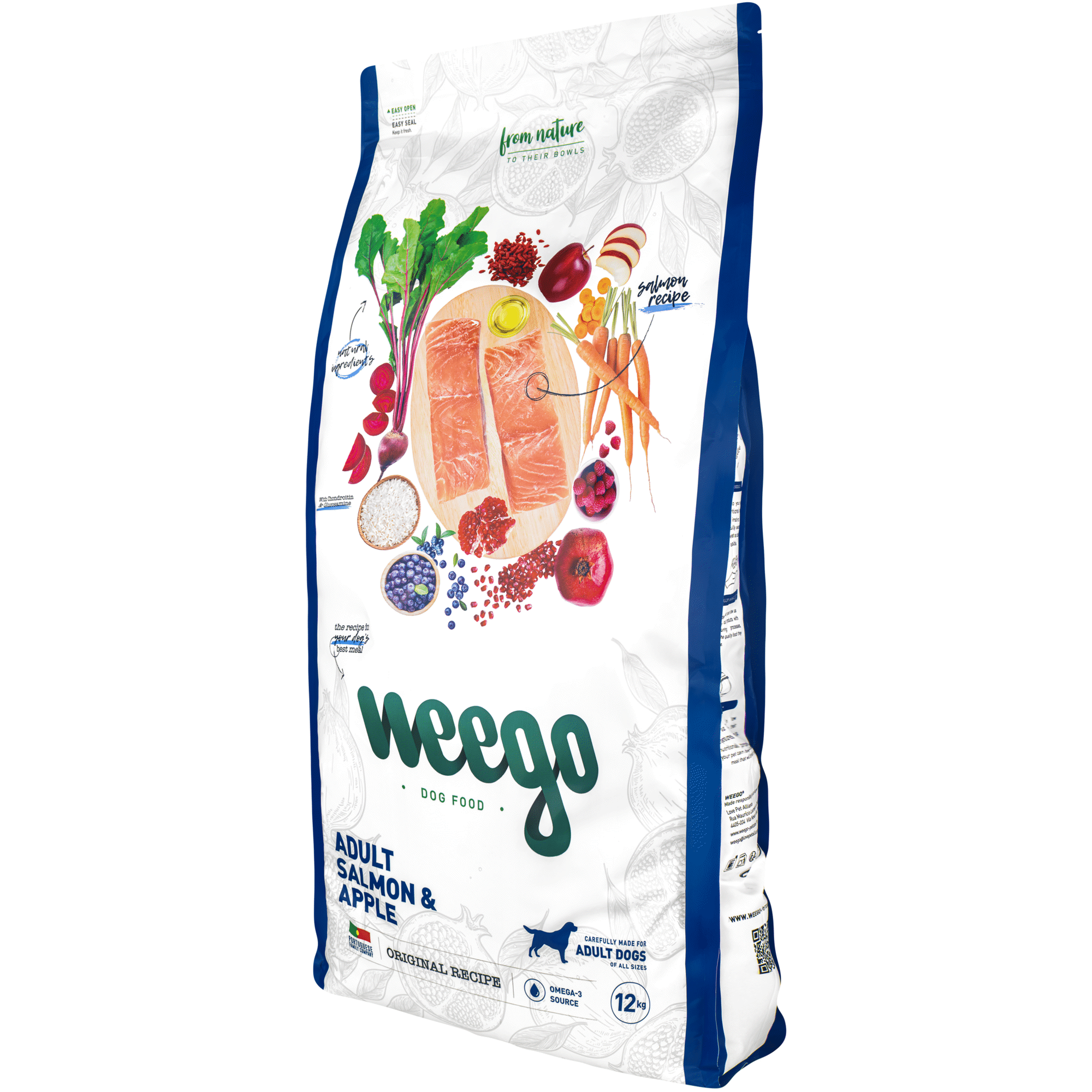 Ra&ccedil;&atilde;o para C&atilde;o Adulto Salm&atilde;o e Ma&ccedil;&atilde; Weego