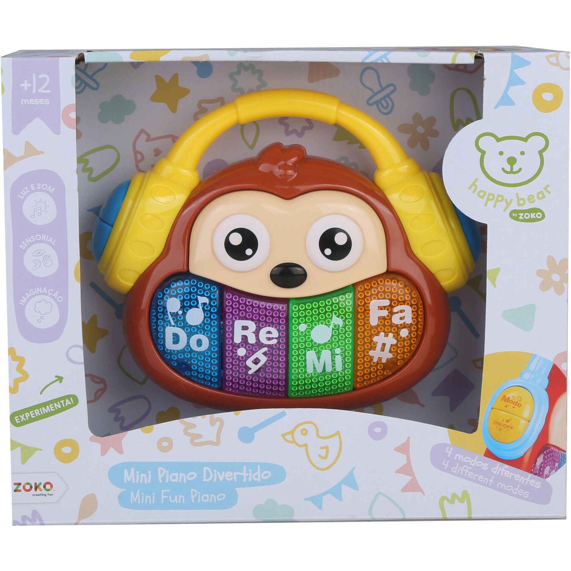 Zoko Happy Bear - Mini Piano Divertido com Luz e Som (v&aacute;rios modelos)