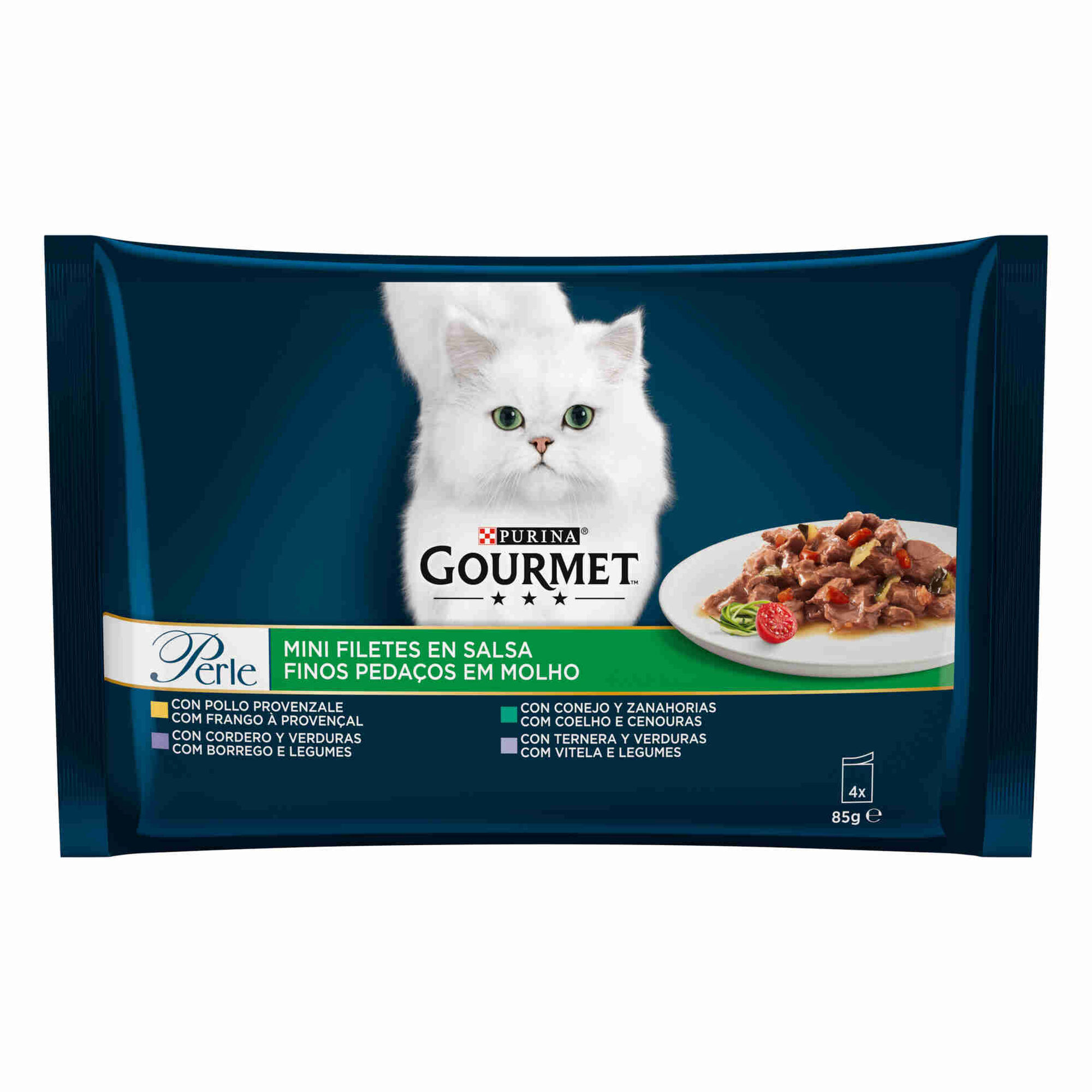 Comida Húmida para Gato Adulto Finos Pedaços em Molho Saquetas Comida Húmida para Gato Adulto Finos Pedaços em Molho Saquetas