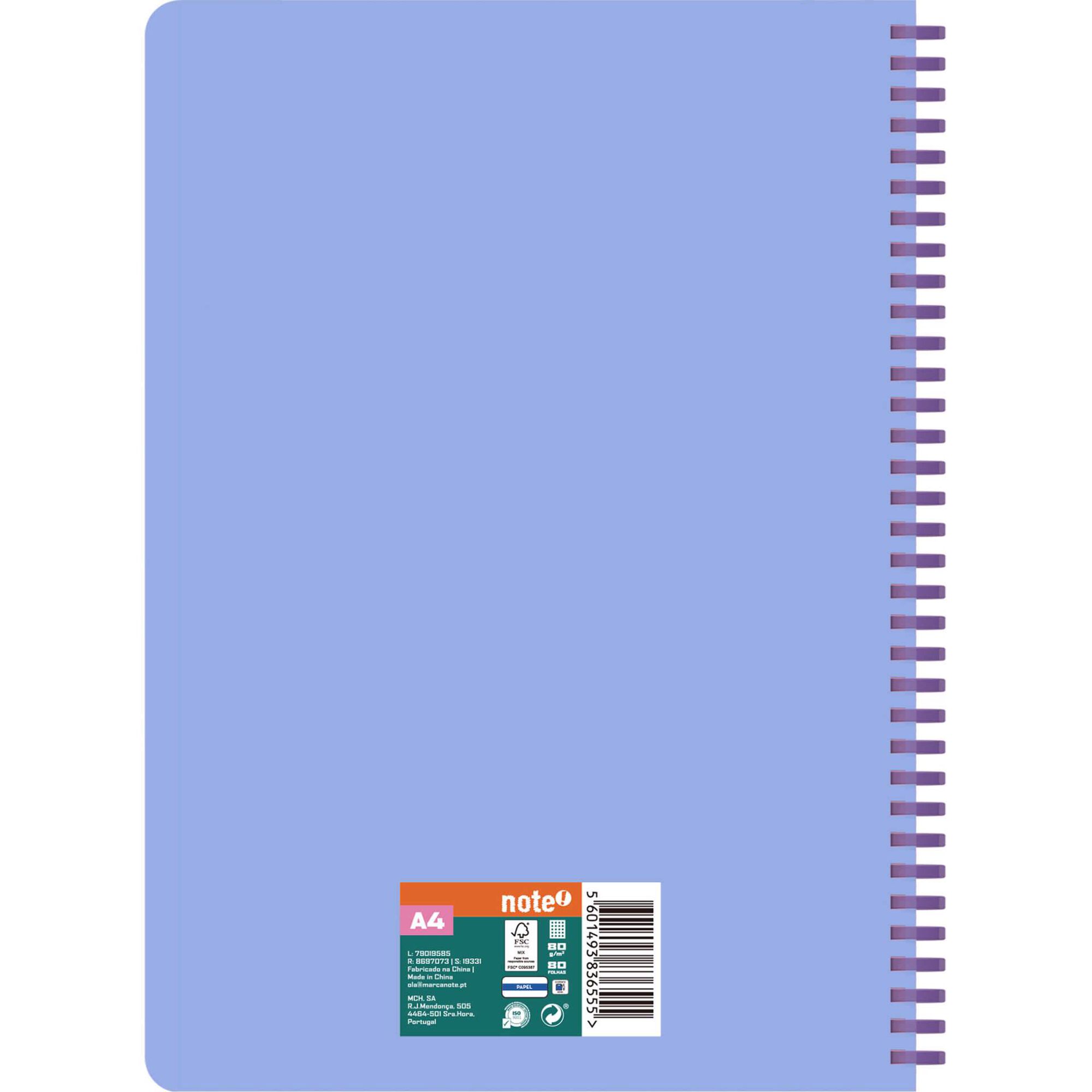 Caderno A4 Soft Universal 80 Folhas Quadriculado (v&aacute;rias cores) Note!