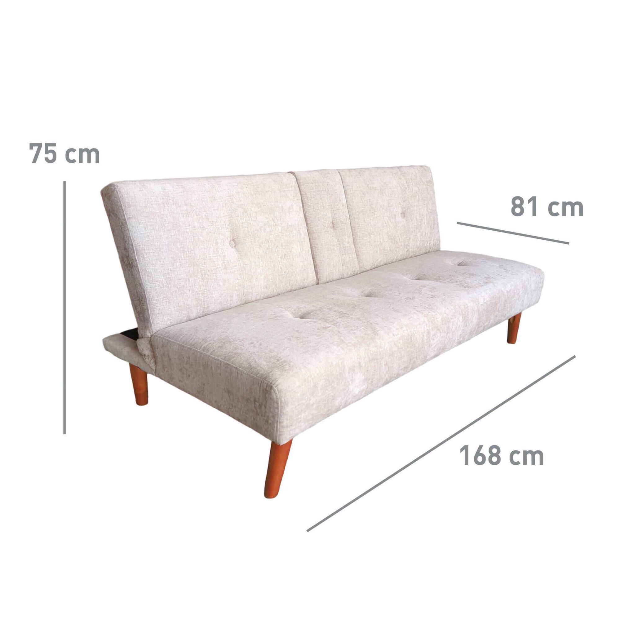 Sof&aacute; Cama Click-Clack com Suporte Bebidas Bege Kasa