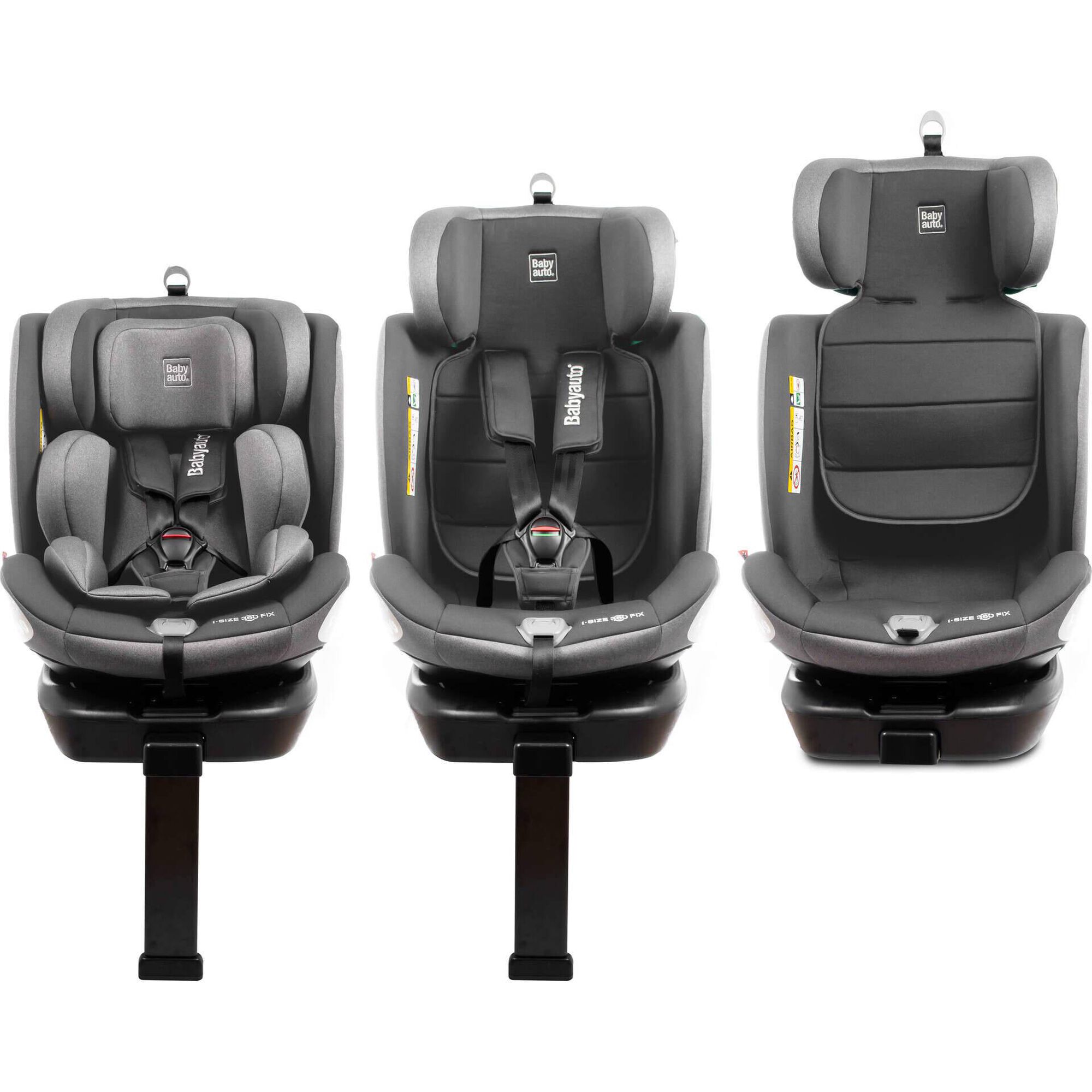 Cadeira Auto I-Size 40-150cm Isofix Rotativa com Pata Cinza
