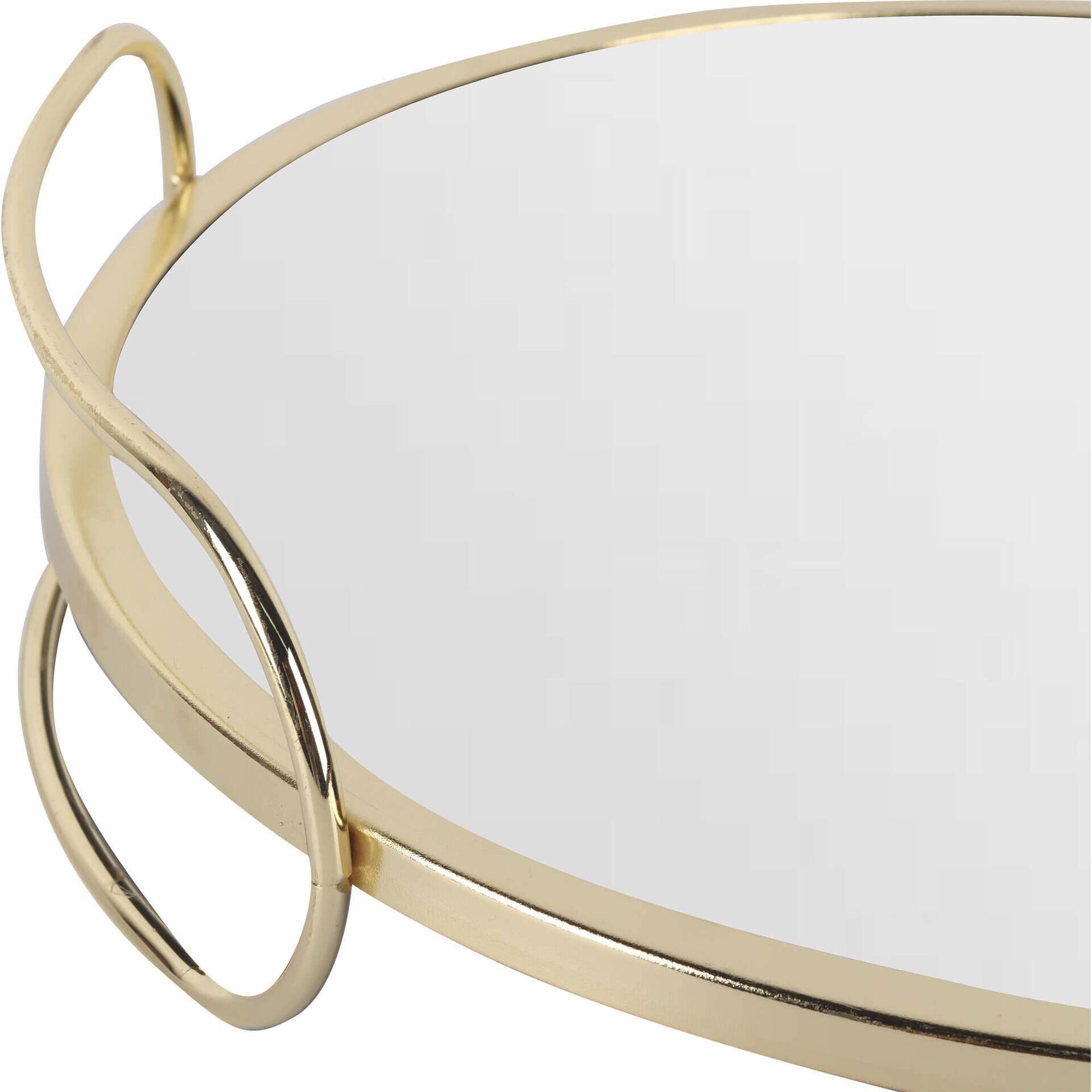 Tabuleiro Redondo Espelhado 31x7,7cm Dourado Kasa