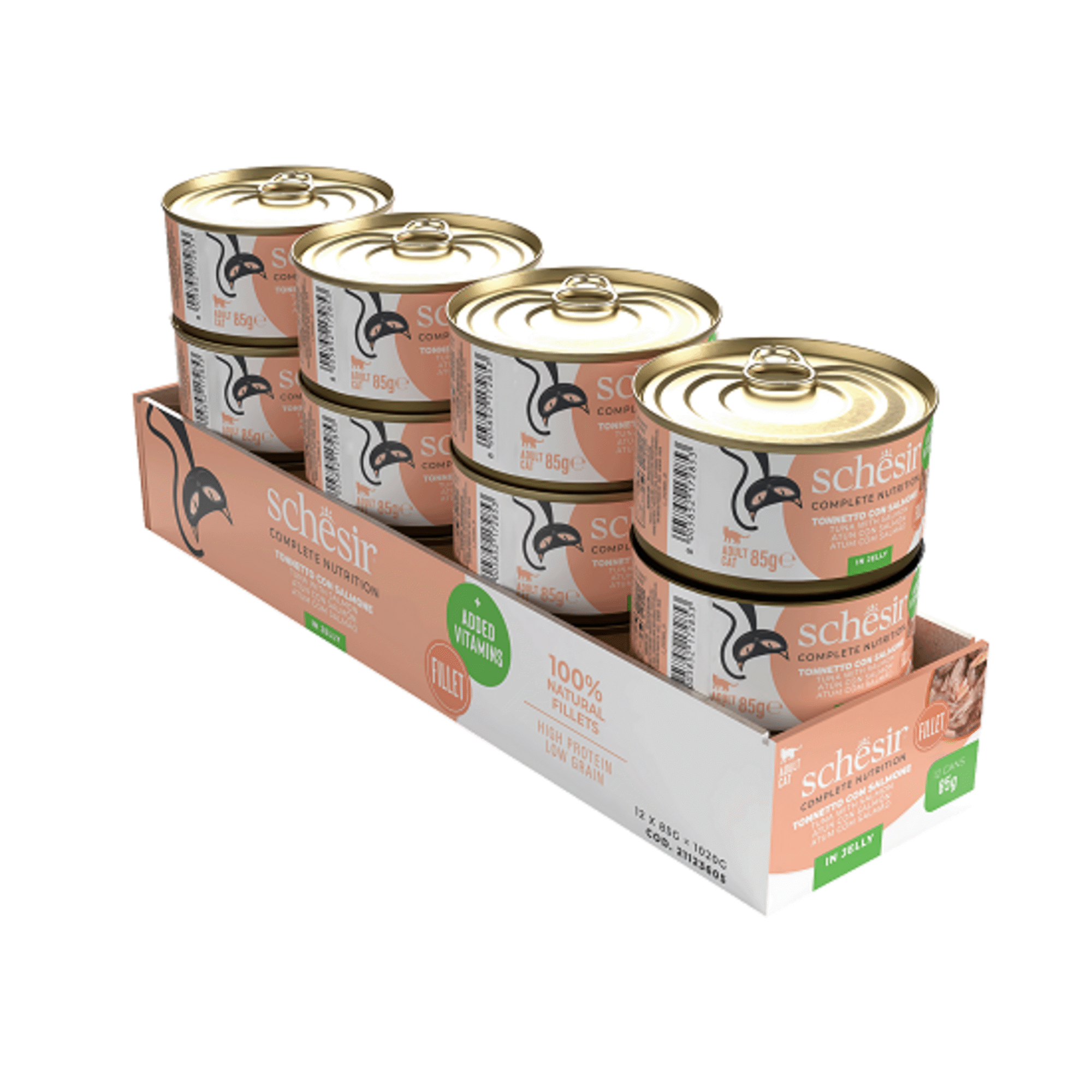 Comida H&uacute;mida para Gato Adulto Atum e Salm&atilde;o Gelatina Schesir