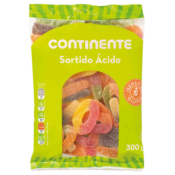 Gomas Sortido Ácido sem Glúten Continente Infantil