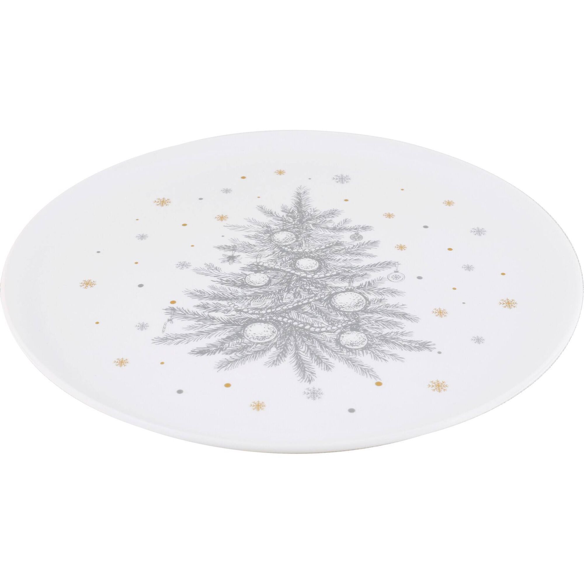 Prato Raso Árvore Cinza e Dourado