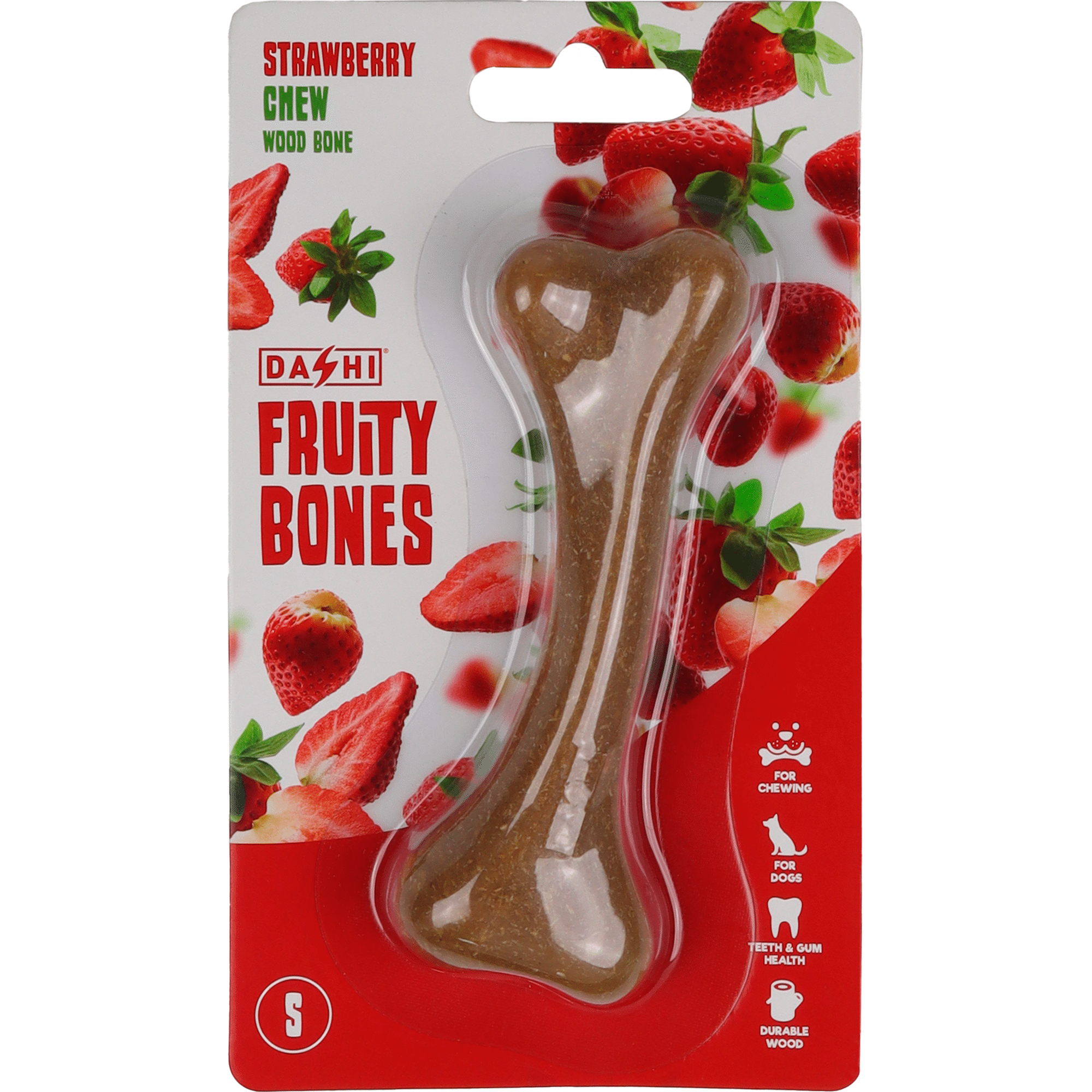Snack para C&atilde;o Osso Mordedor Madeira Fruity Bone Morango S Dashi