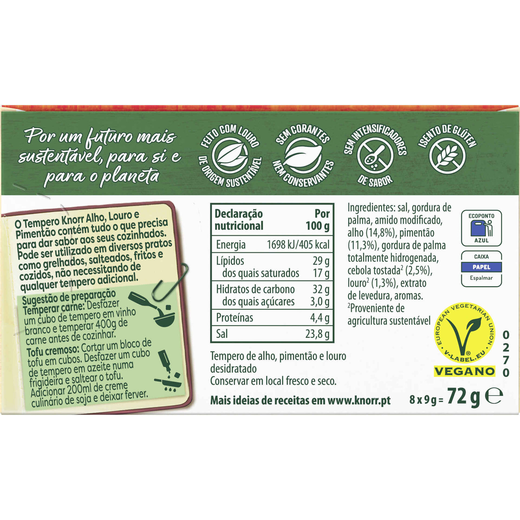 Tempero de Alho, Piment&atilde;o e Louro Cubos Knorr