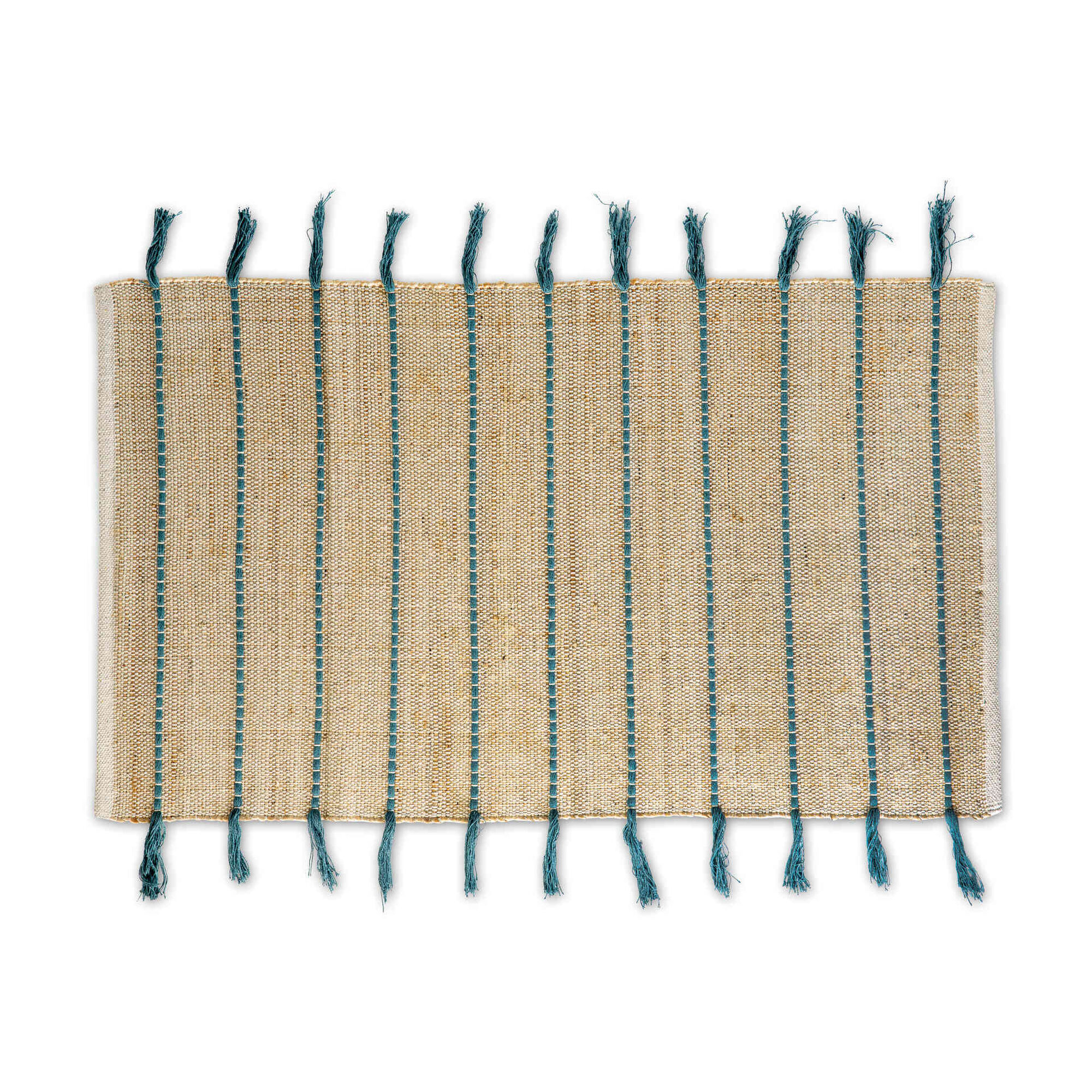 Tapete Juta 60x90 Natural com Riscas Cinza Tapete Juta 60x90 Natural com Riscas Cinza