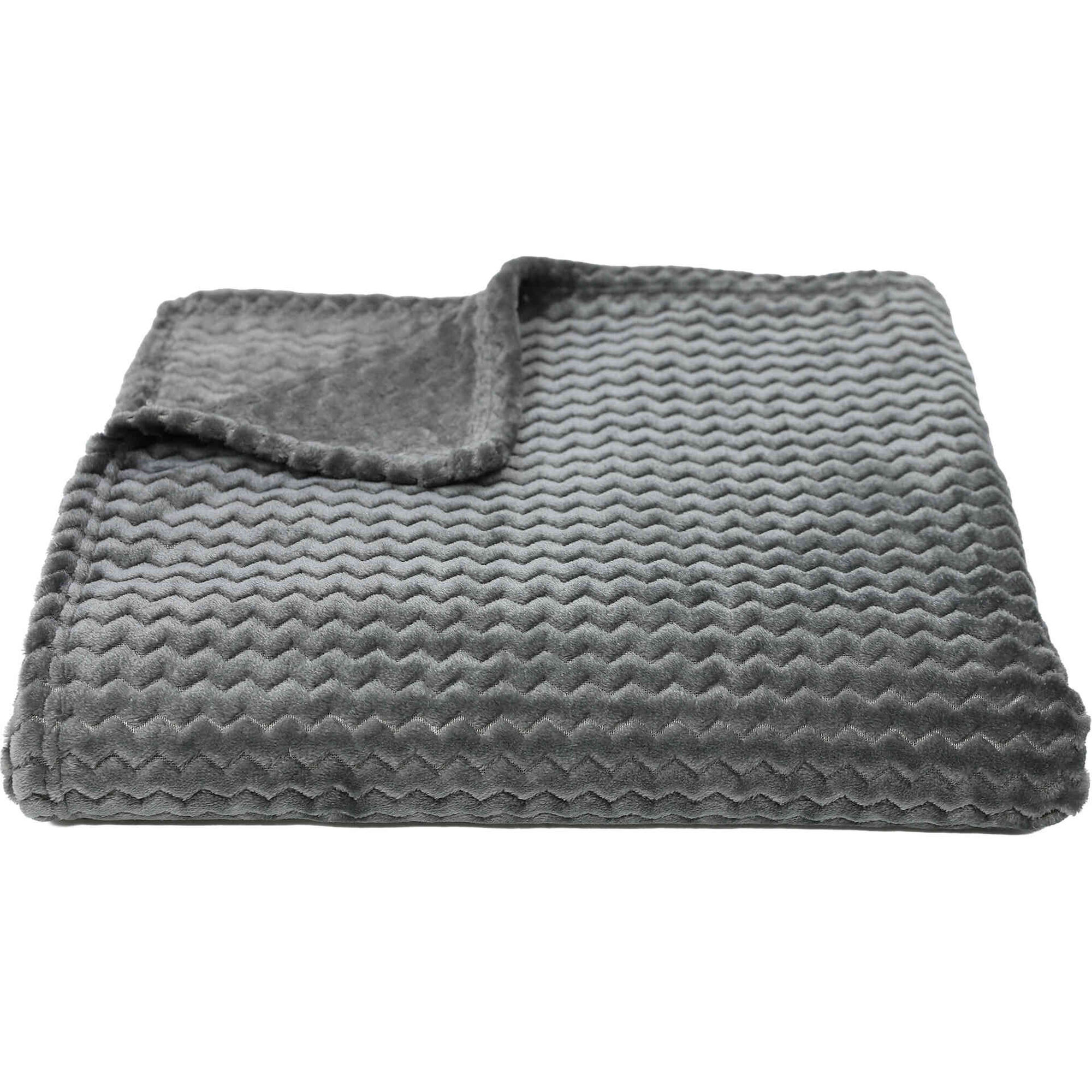 Manta Flanela Jacquard 160x130cm Zig Zag Cinza Kasa