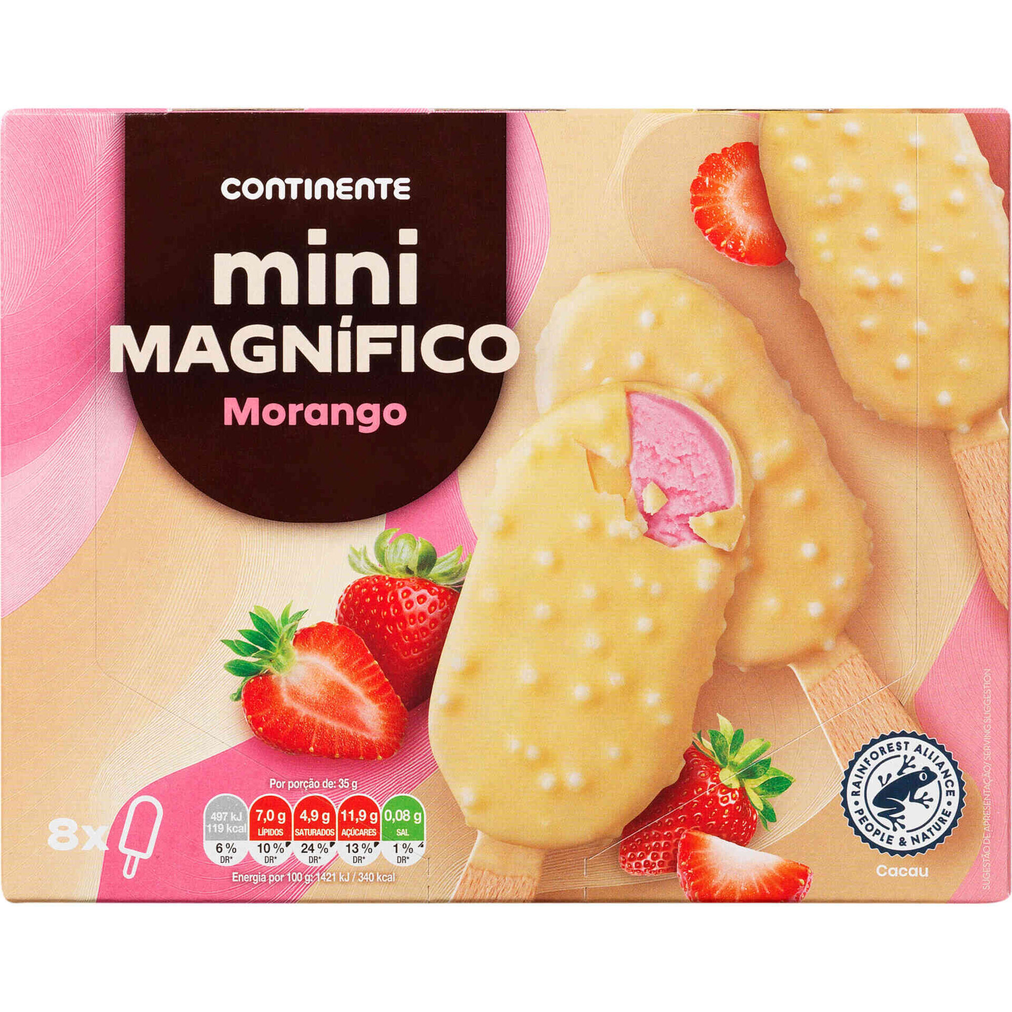 Gelado Mini Magn&iacute;fico Chocolate Branco com Morango Continente