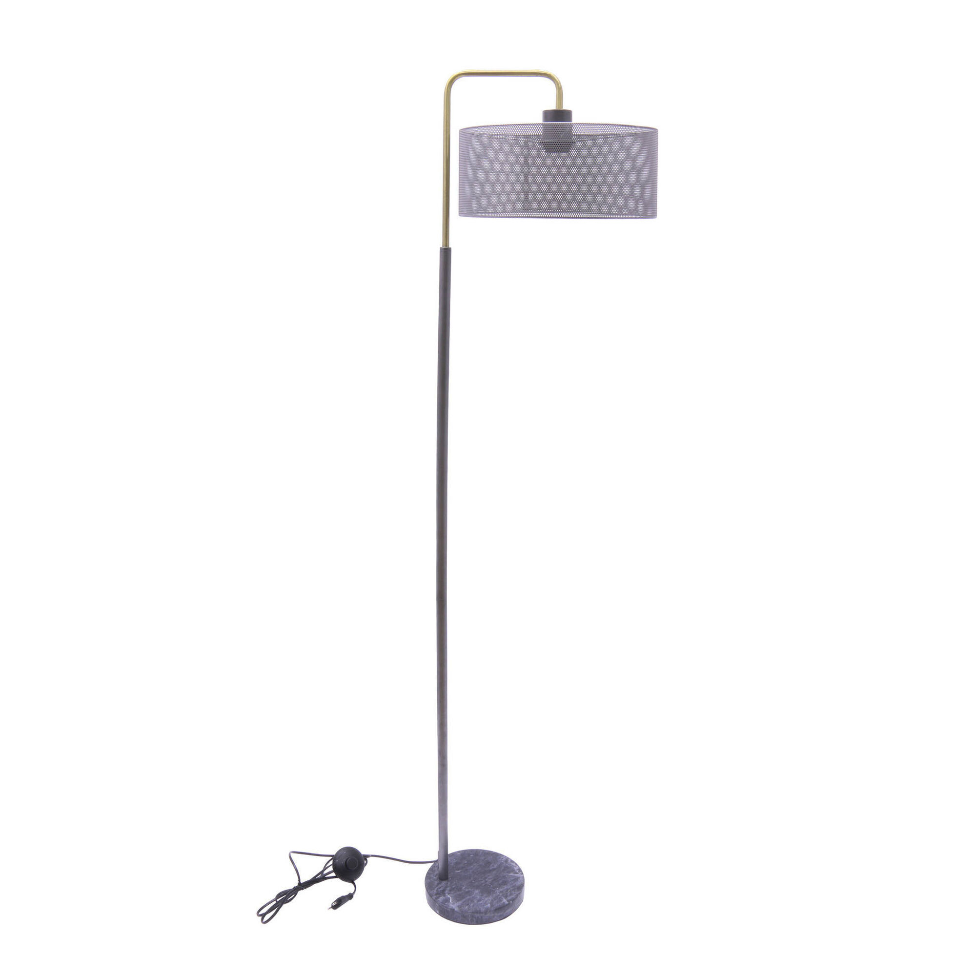 Candeeiro de Chão Metal e Mármore Cinza Florbela Candeeiro de Chão Metal e Mármore Cinza Florbela