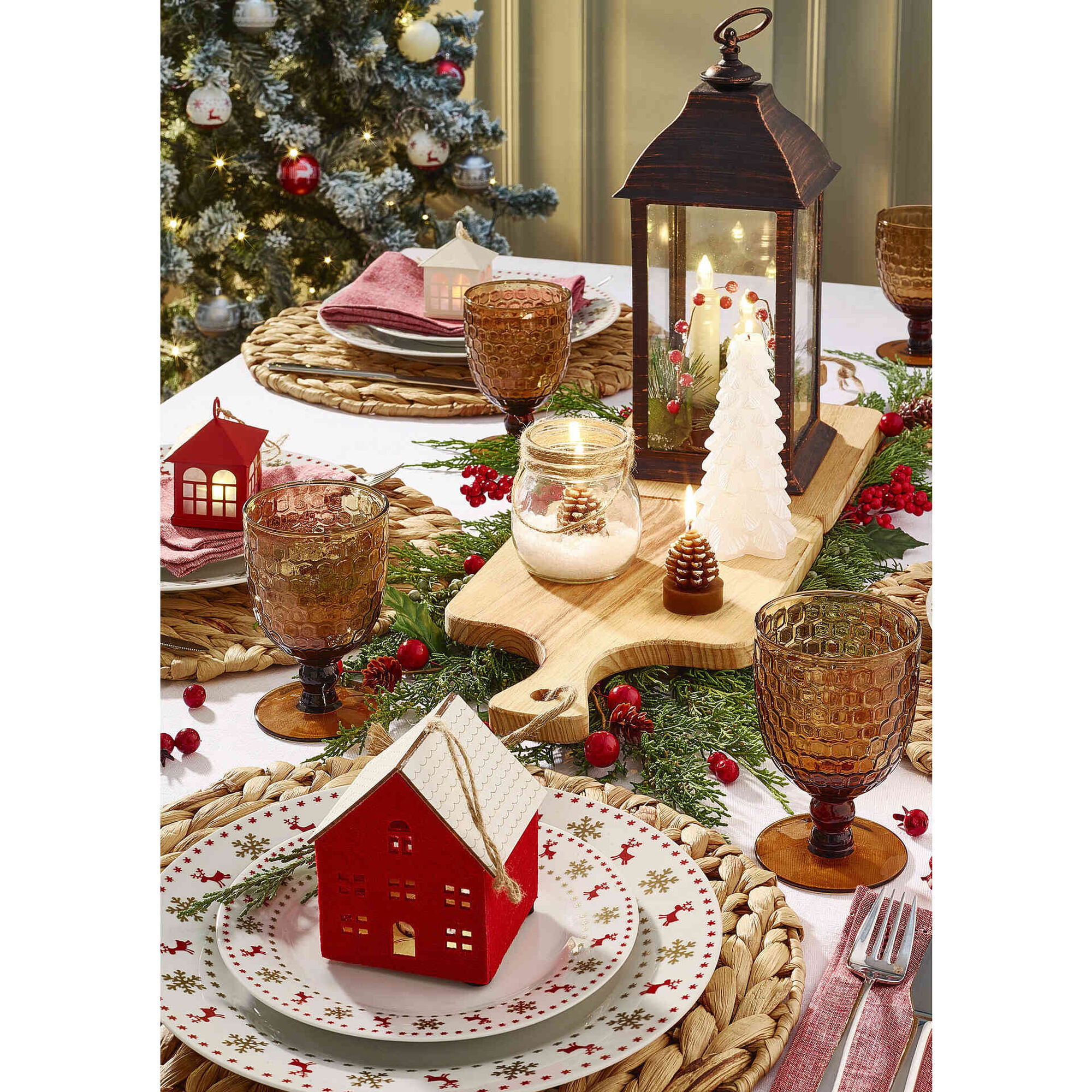 Serviço 12 Peças Rena Mica Dourado