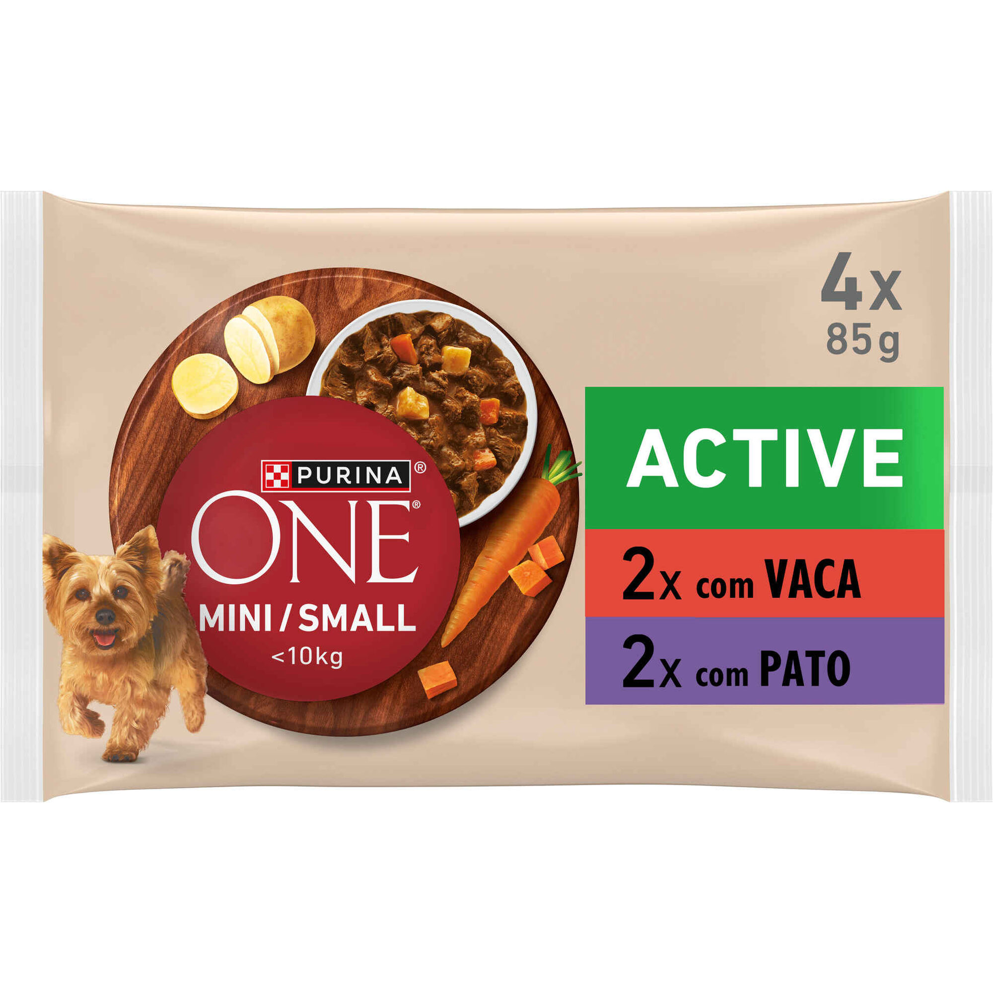 Comida H&uacute;mida para C&atilde;o Adulto Active Vaca Purina One Mini