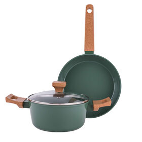 Conjunto Ca&ccedil;arola 20cm e Frigideira 24cm Verde