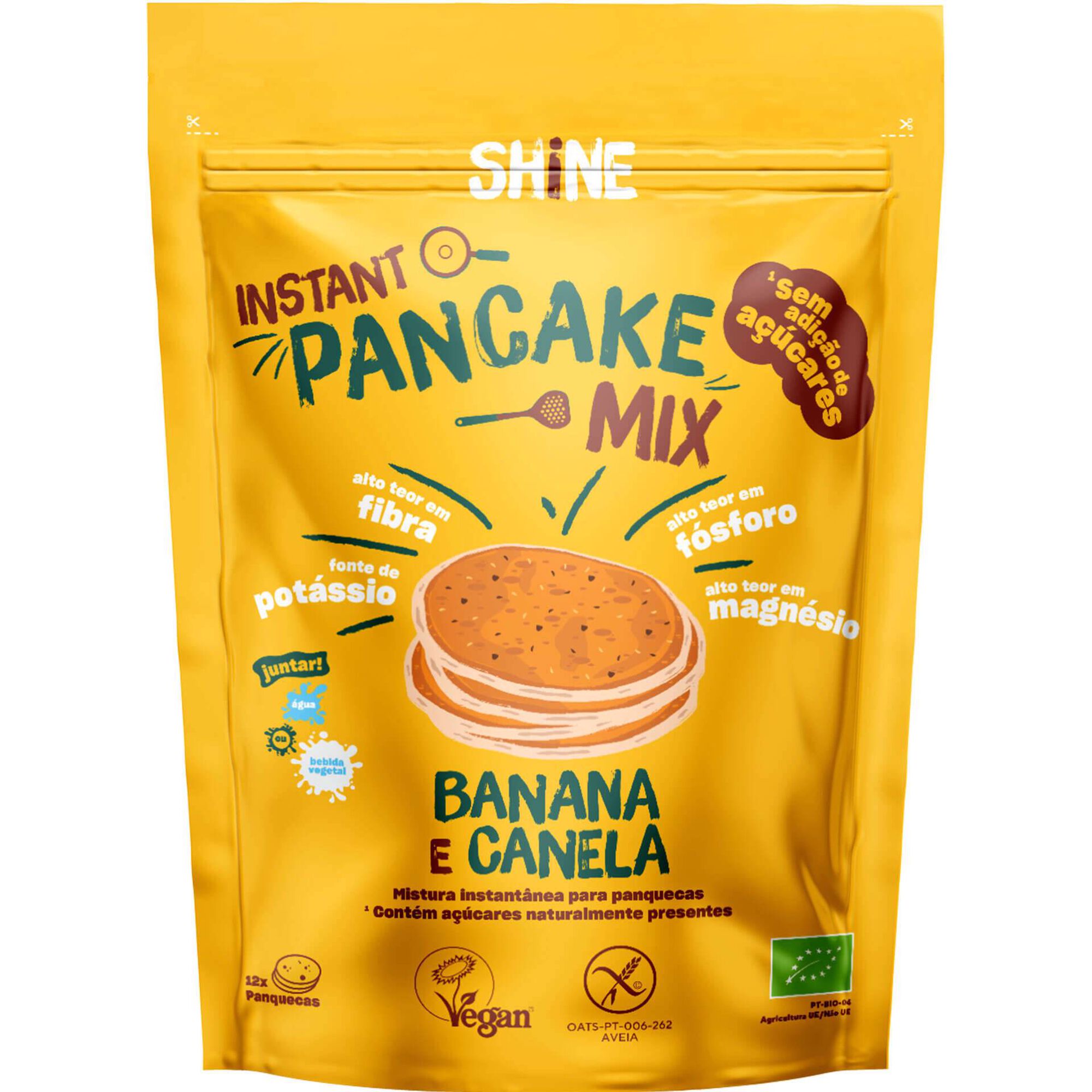 Preparado para Panquecas Banana e Canela sem Gl&uacute;ten e sem Adi&ccedil;&atilde;o de A&ccedil;&uacute;car Shine