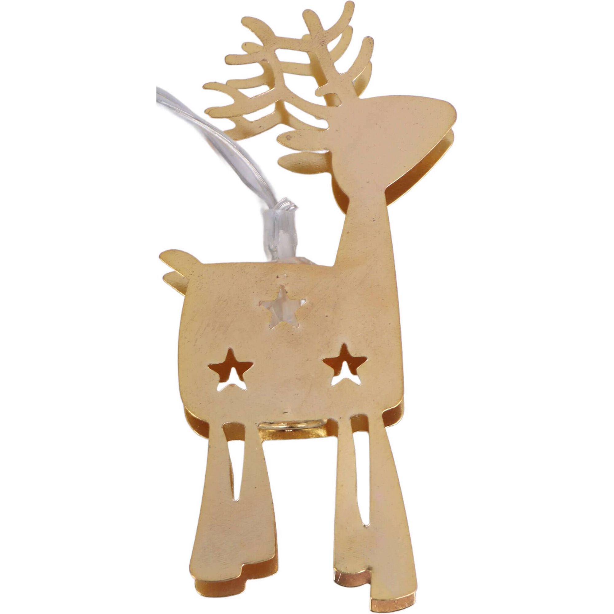 Luzes a Pilhas Renas Douradas