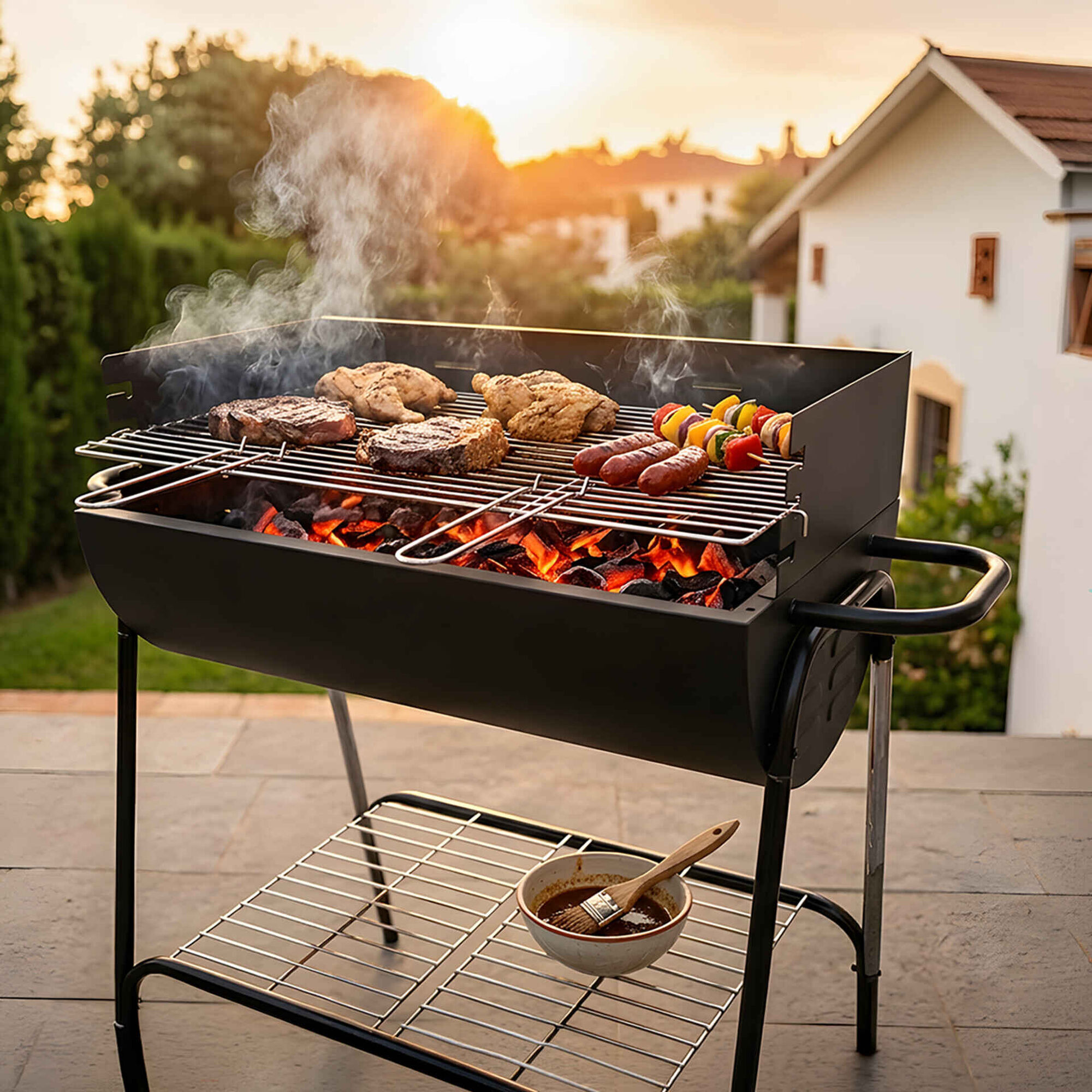Barbecue Carv&atilde;o 92x56x88,5cm Preto Portim&atilde;o BBQ Collection