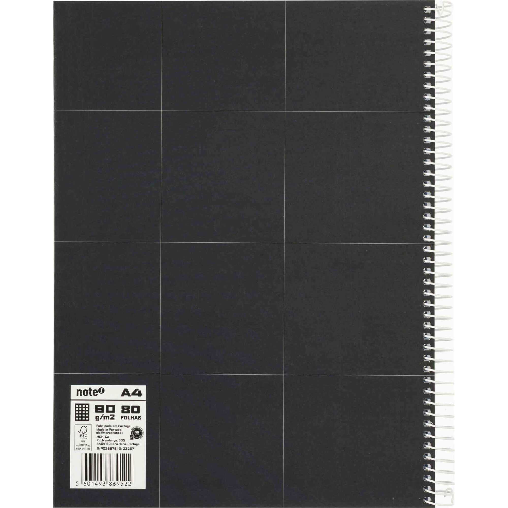 Caderno Note! Espiral Capa Dura A4 Quadriculado Preto Pure para App Leccit