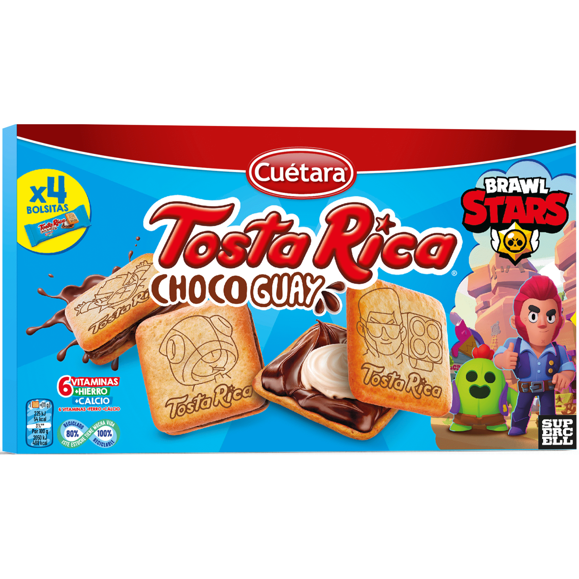 Bolachas com Recheio de Leite e Cacau Tosta Rica Choco Guay