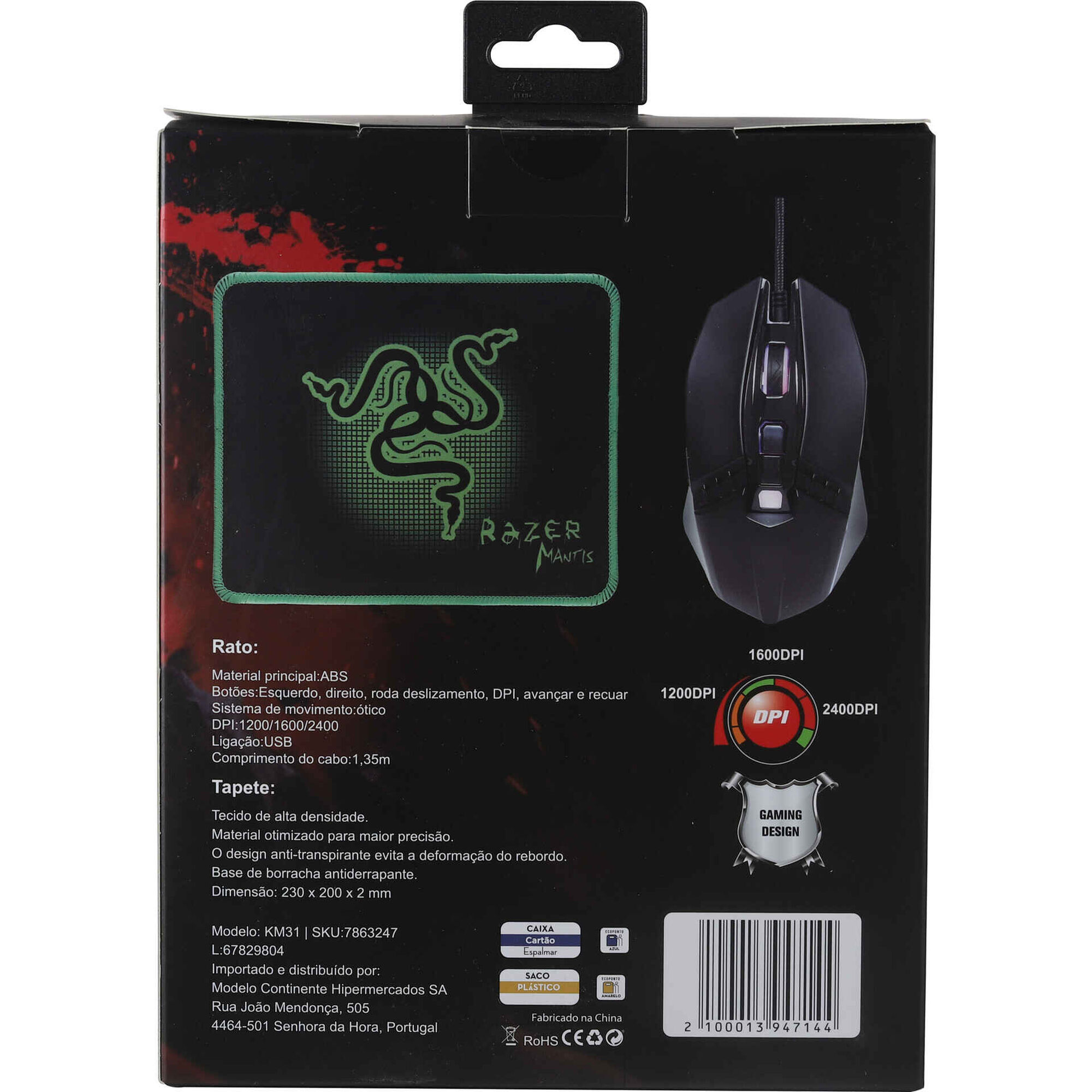 Conjunto Gaming Rato e Tapete Razer Bazar&atilde;o