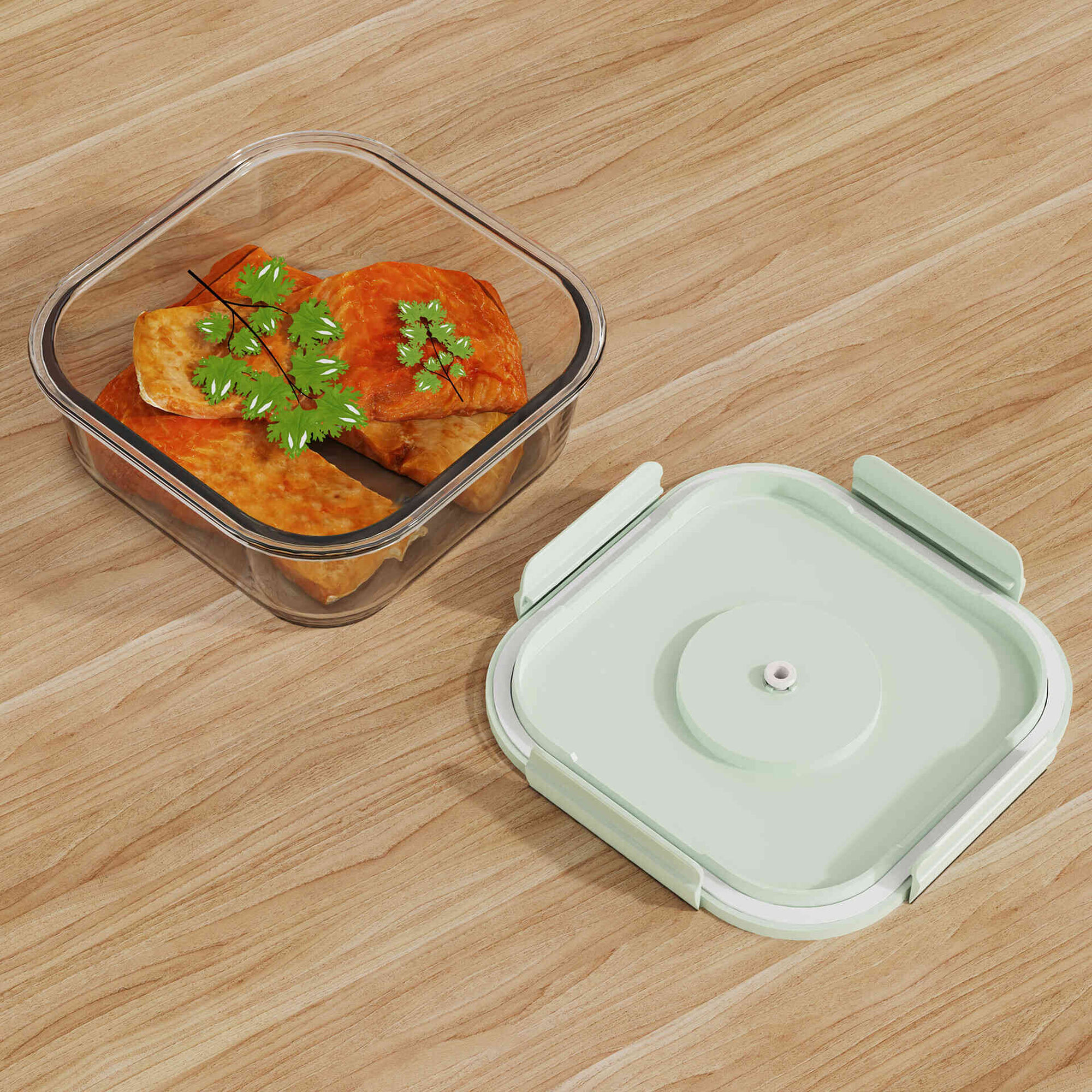 Caixa Vidro Quadrada 800ml com Vácuo