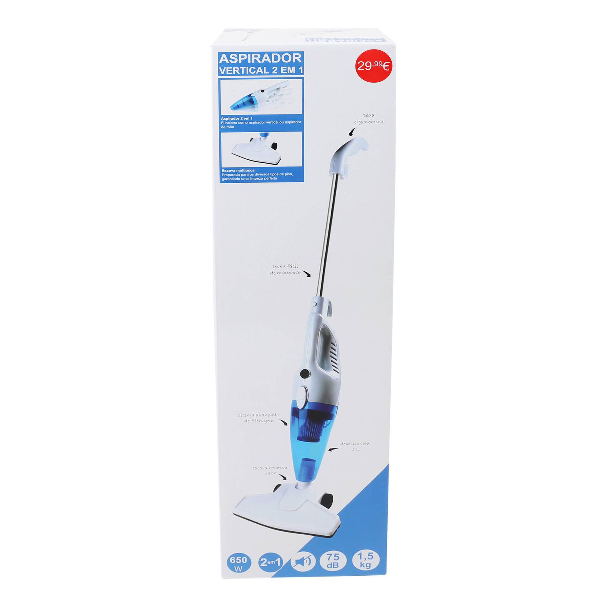 Aspirador Vertical 2 em 1 1L 650W 1,5KG Bazar&atilde;o
