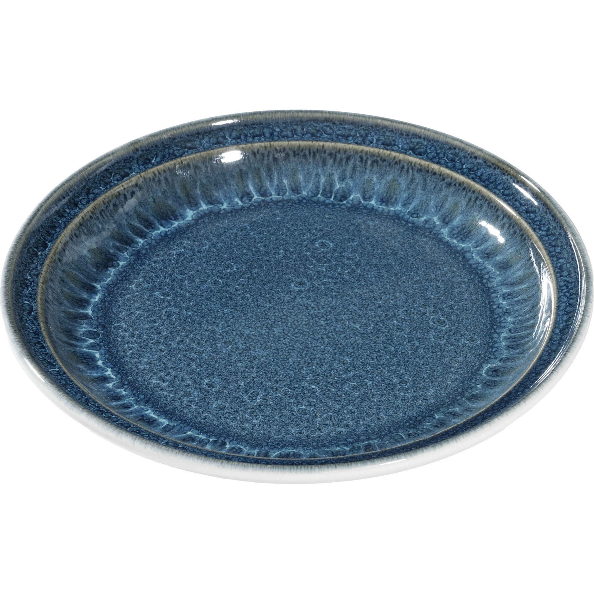 Prato Sobremesa Grés Redondo 20,2cm Reativo Azul Loulé Prato Sobremesa Grés Redondo 20,2cm Reativo Azul Loulé