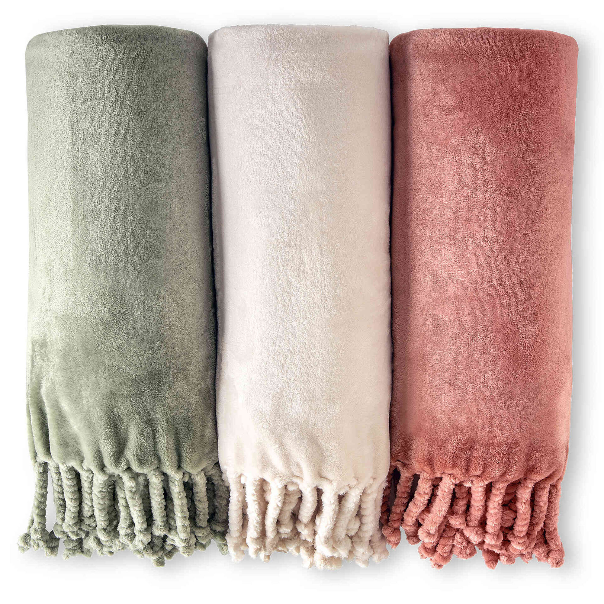 Manta Flanela com Franjas 130x170cm Rosa