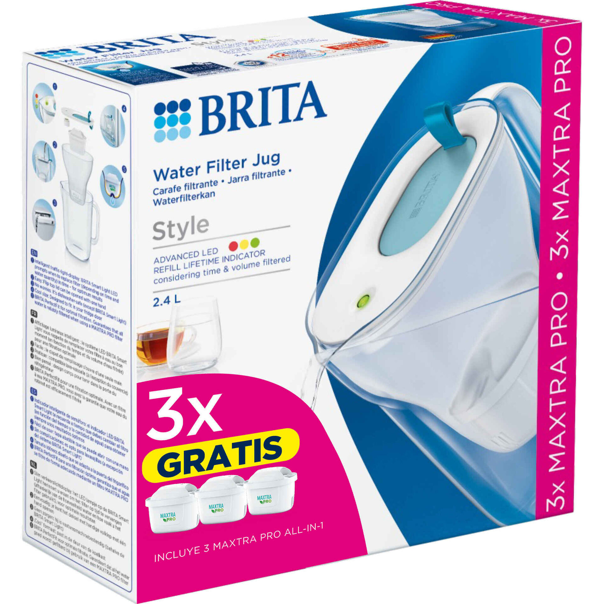 Conjunto Jarro de Filtrar 2,4L Style Azul e 3 Filtros Maxtra Pro All-In-1 Conjunto Jarro de Filtrar 2,4L Style Azul e 3 Filtros Maxtra Pro All-In-1
