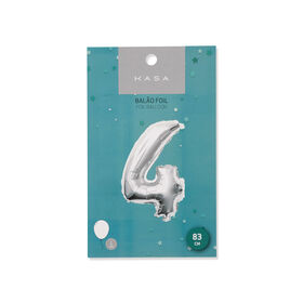 Balão Foil Nº4 83cm Prateado