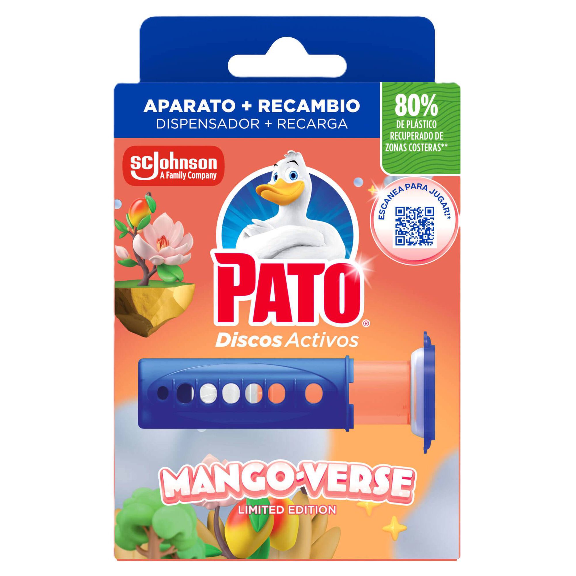 Discos Sanitários Ativos Gel Dispensador + Recarga Mango-Verse