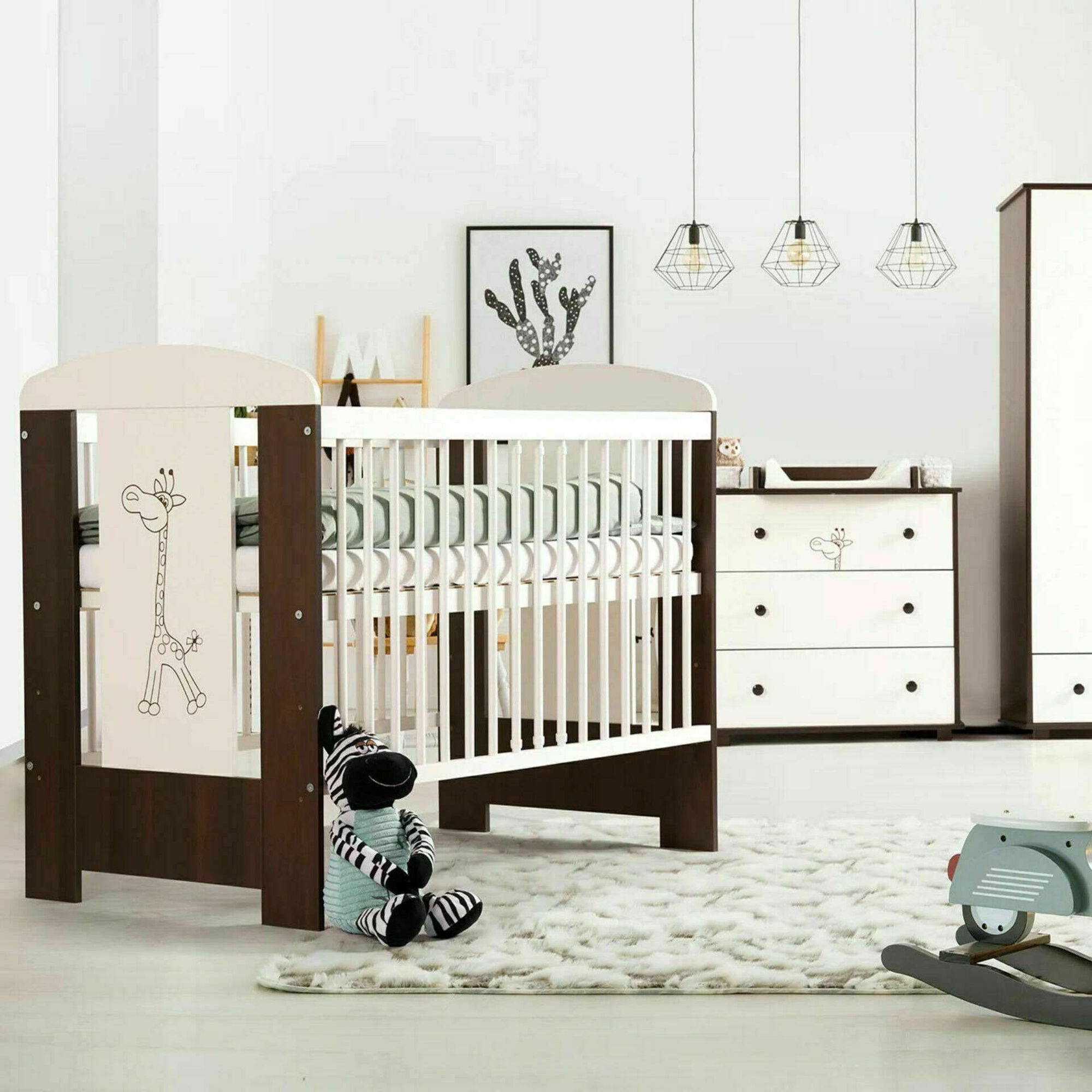 Cama de Grades Nogueira e Branca Girafa Twinko