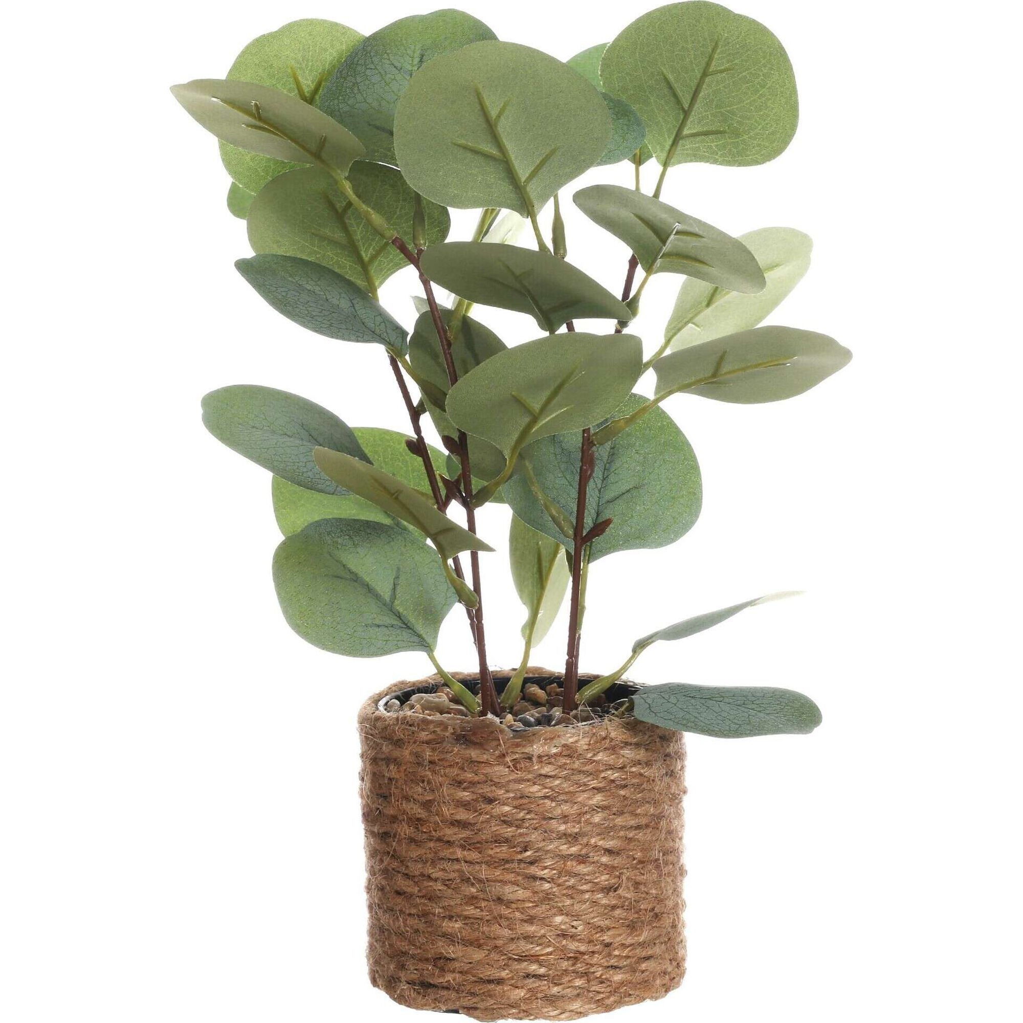 Planta Artificial Folha Verde em Vaso Juta