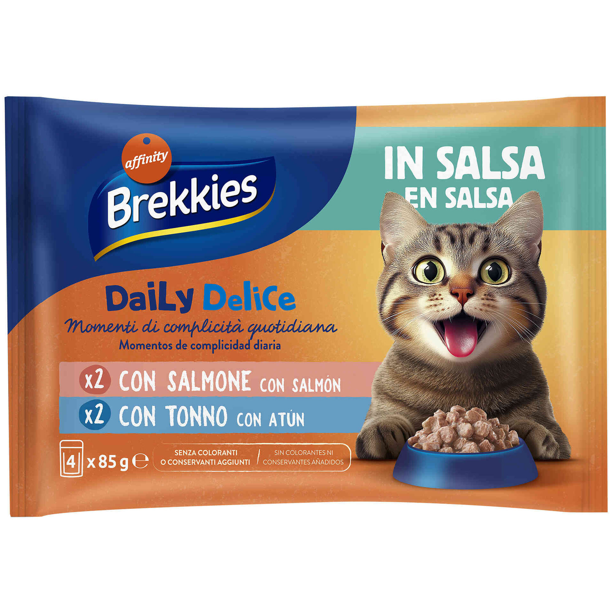 Comida H&uacute;mida para Gato Adulto Salm&atilde;o e Atum Brekkies