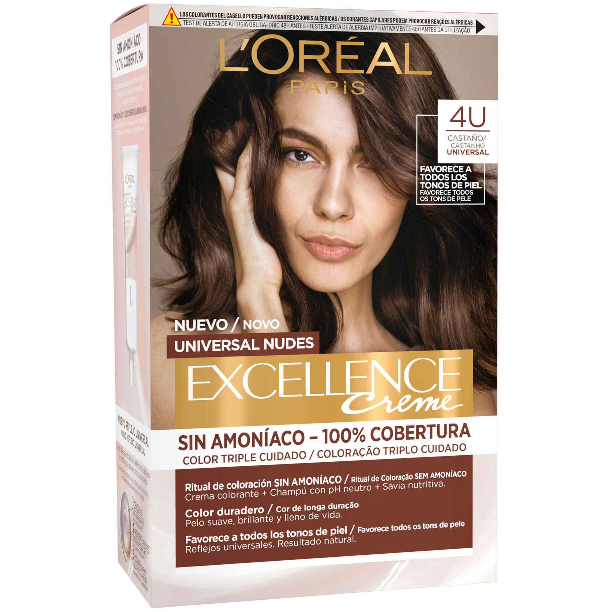 Coloração Permanente Excellence Universal Nudes Castanho Claro 4U